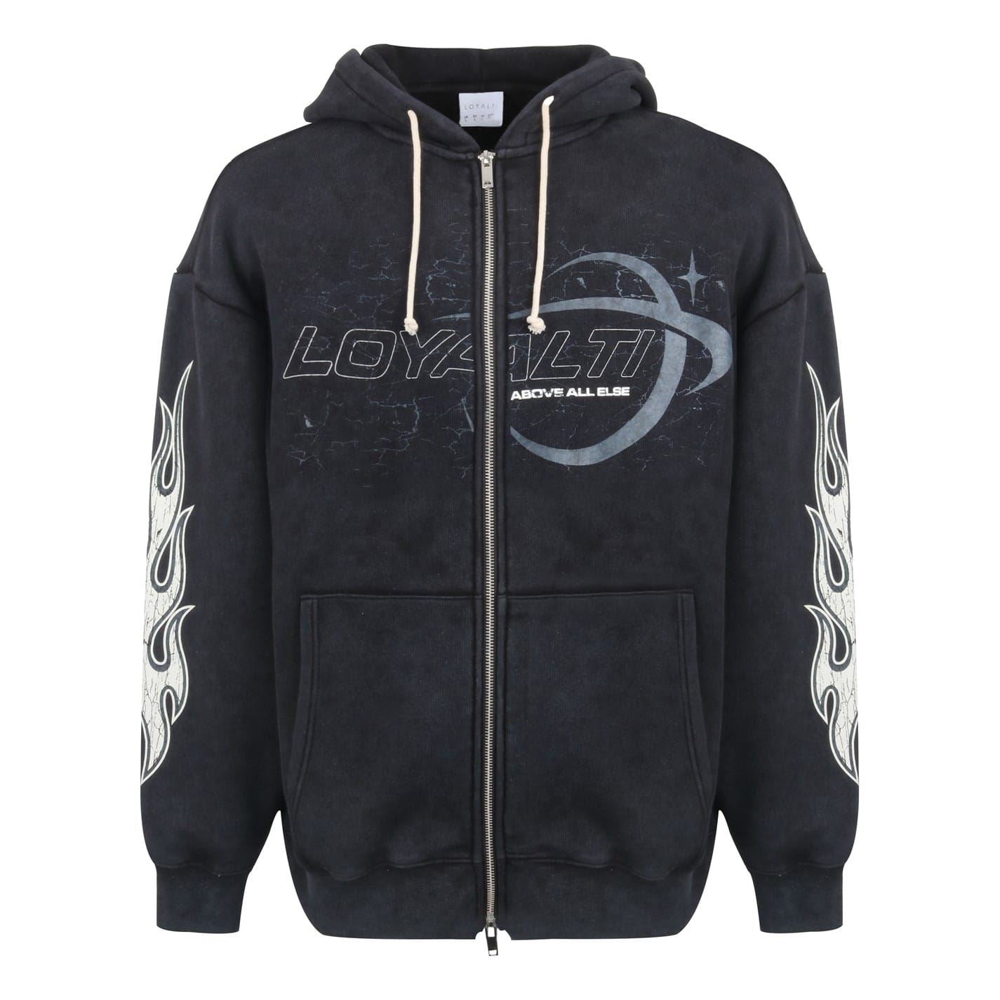 Loyalti Moto Flame Graphic Hooded Sweat Jacket