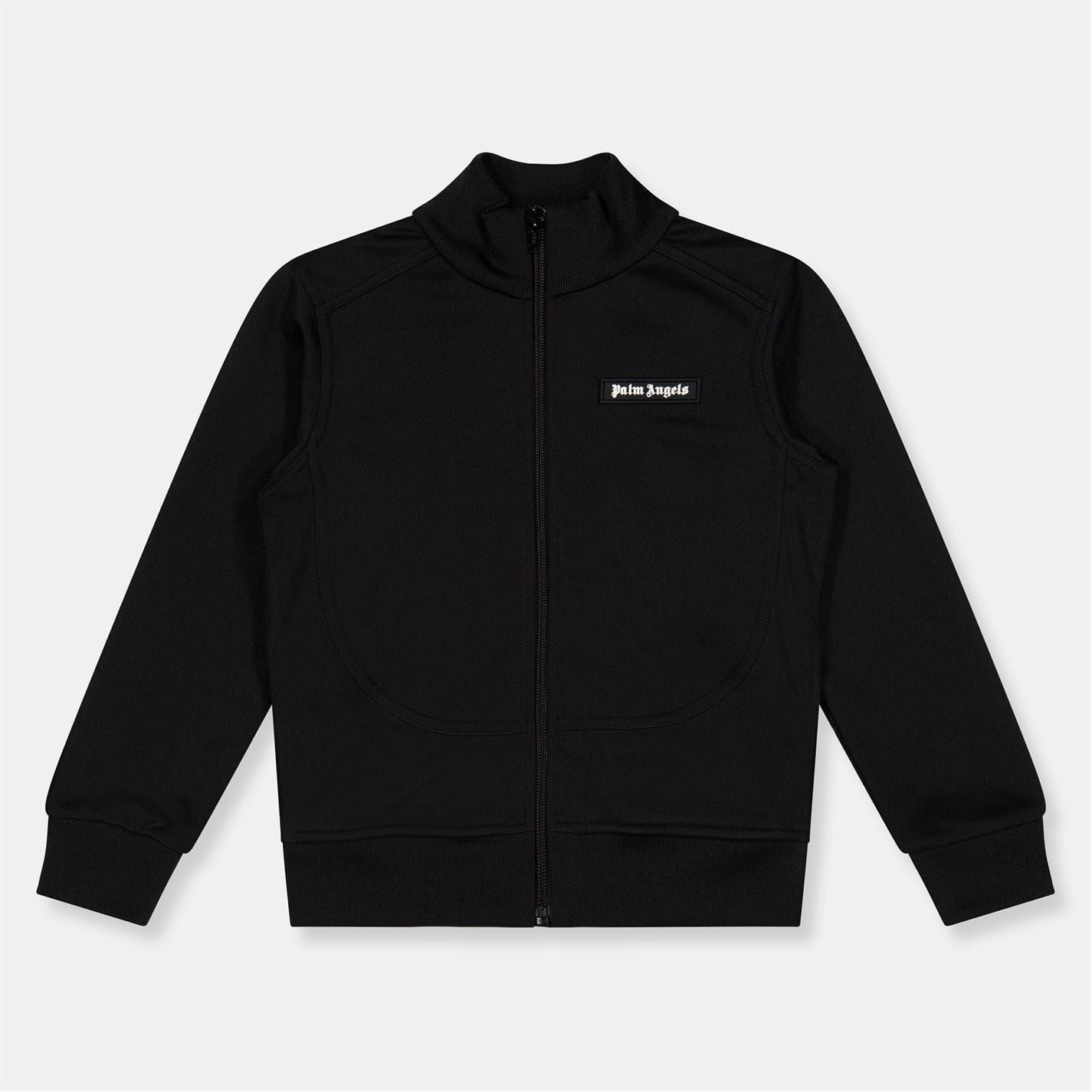 Palm Angels Solid Patterned Zip Neck Ribbed Cuff Track Jacket