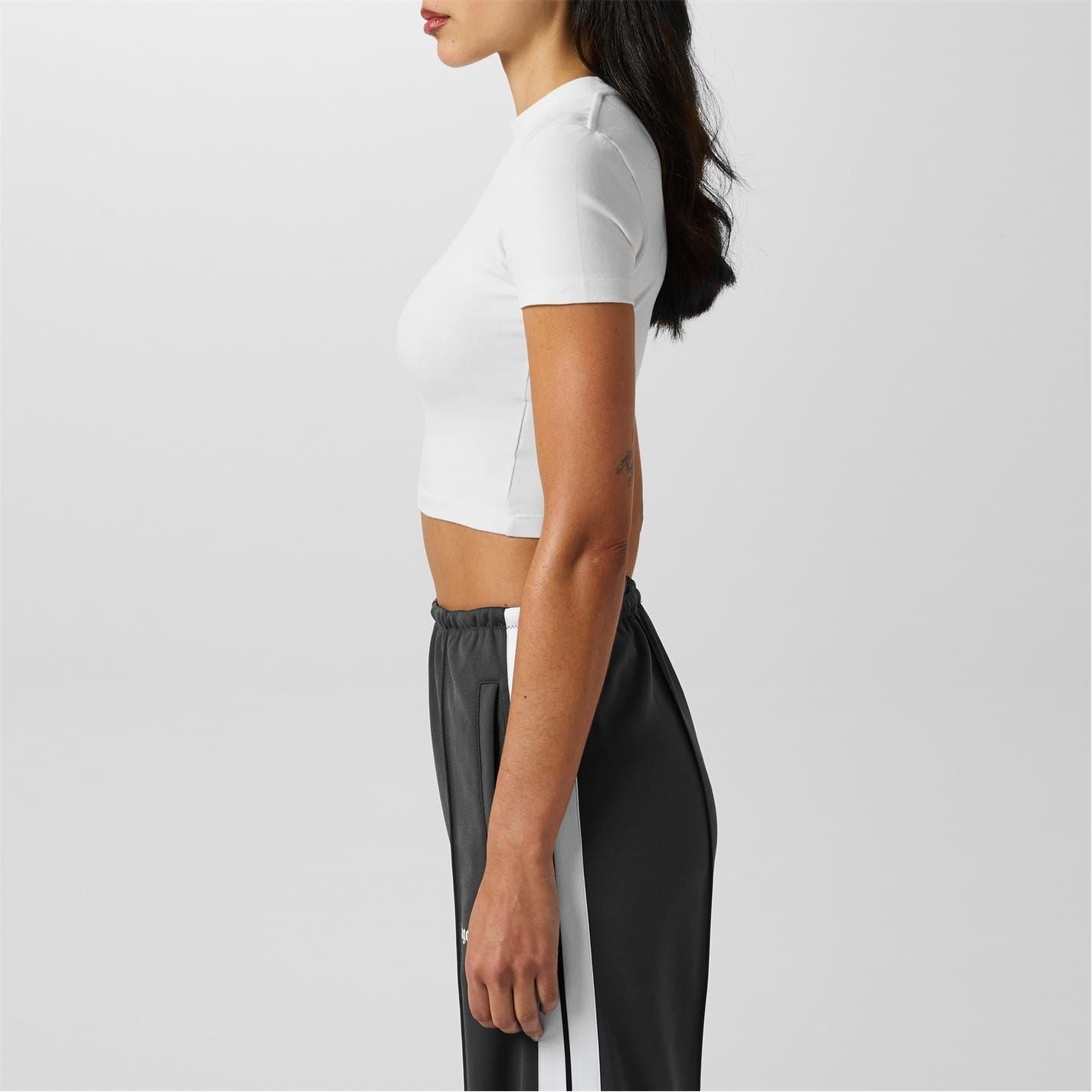 Palm Angels Cropped Mock Neck Logo Print T-Shirt