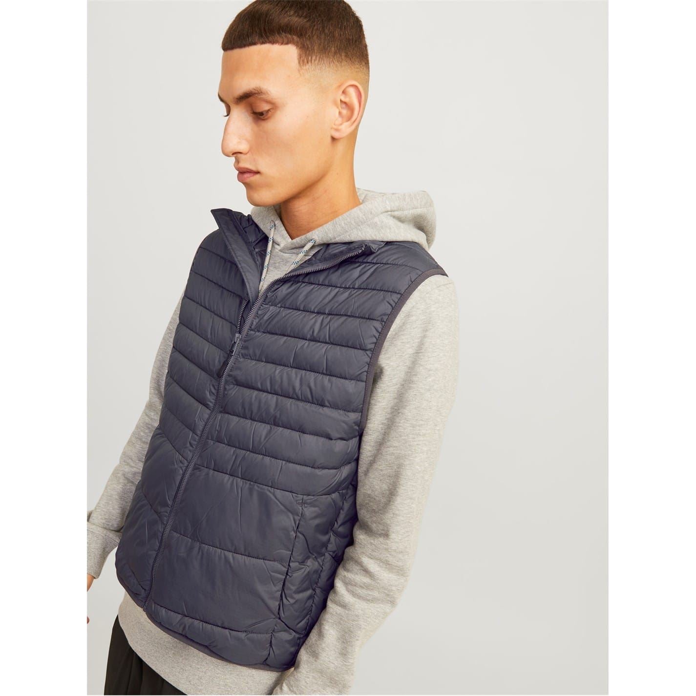 Jack and Jones Solid Patterned Quilted Gilet