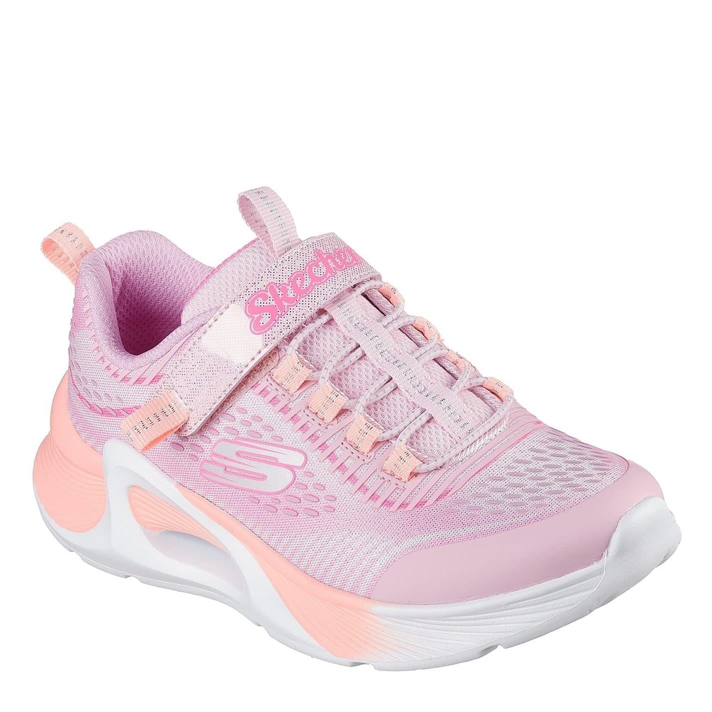 Skechers Sparkle Mesh Print Low Top Sneakers with Bungee Straps