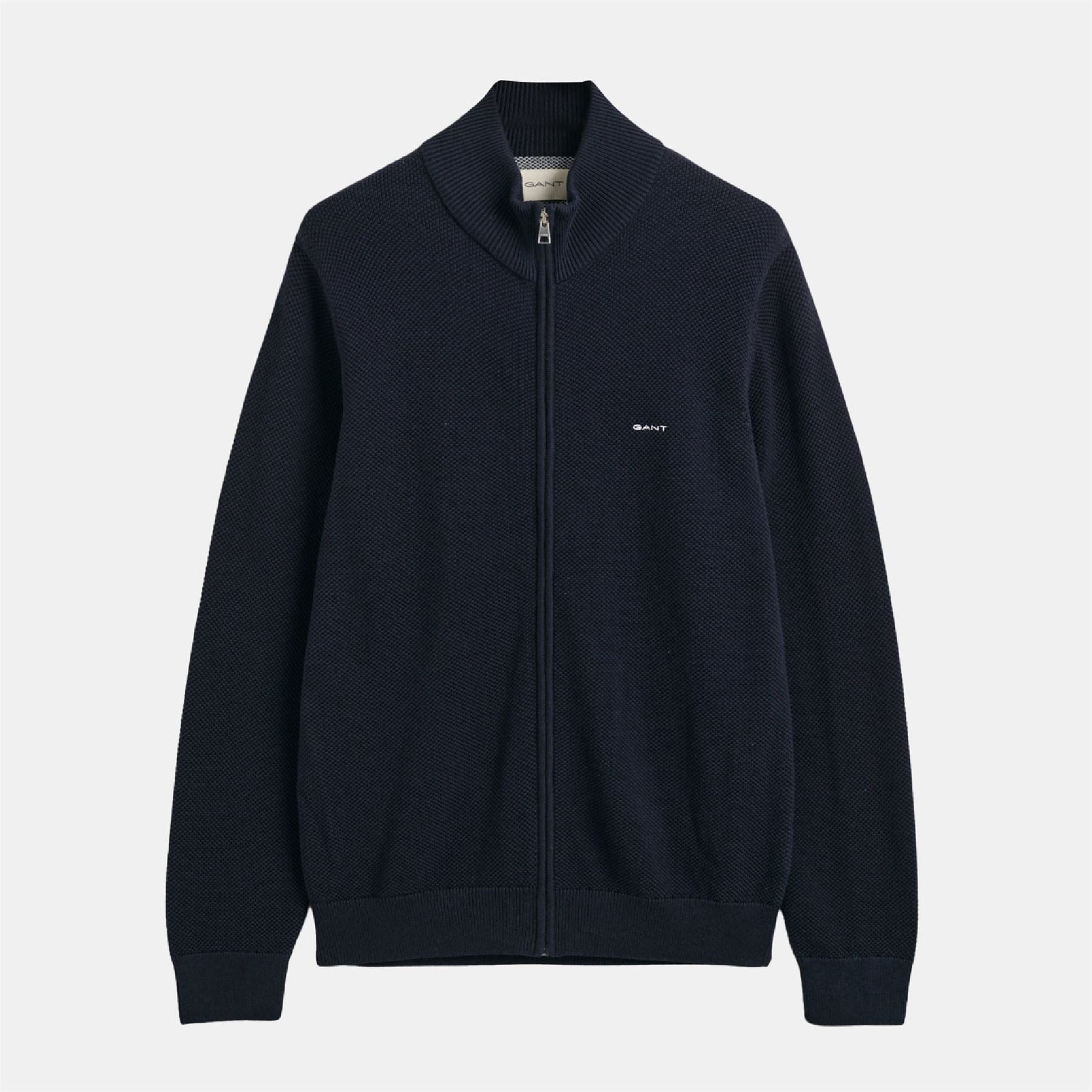 Gant Cotton Pique Zip-Up Cardigan