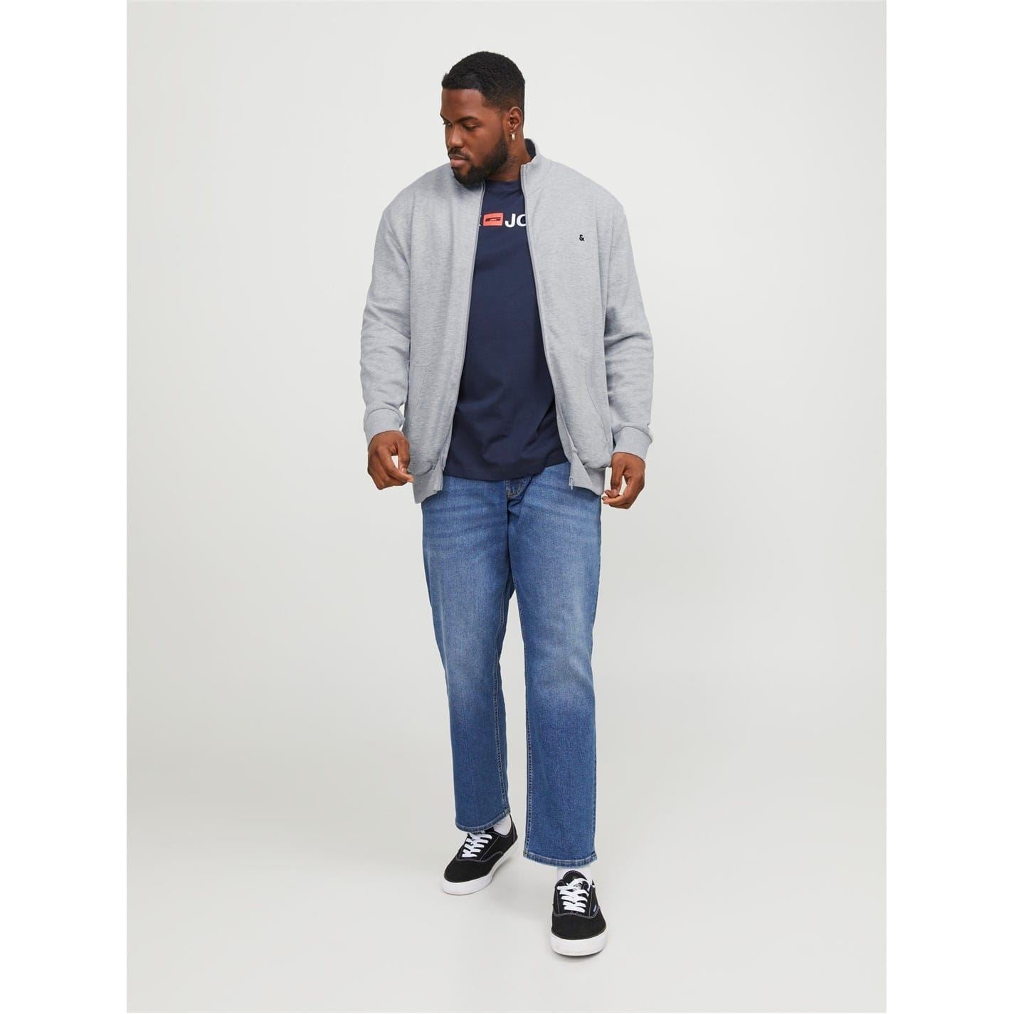 Jack and Jones Paulos Solid Patterned Zip Neck Ribbed Cuff Sweat Jacket