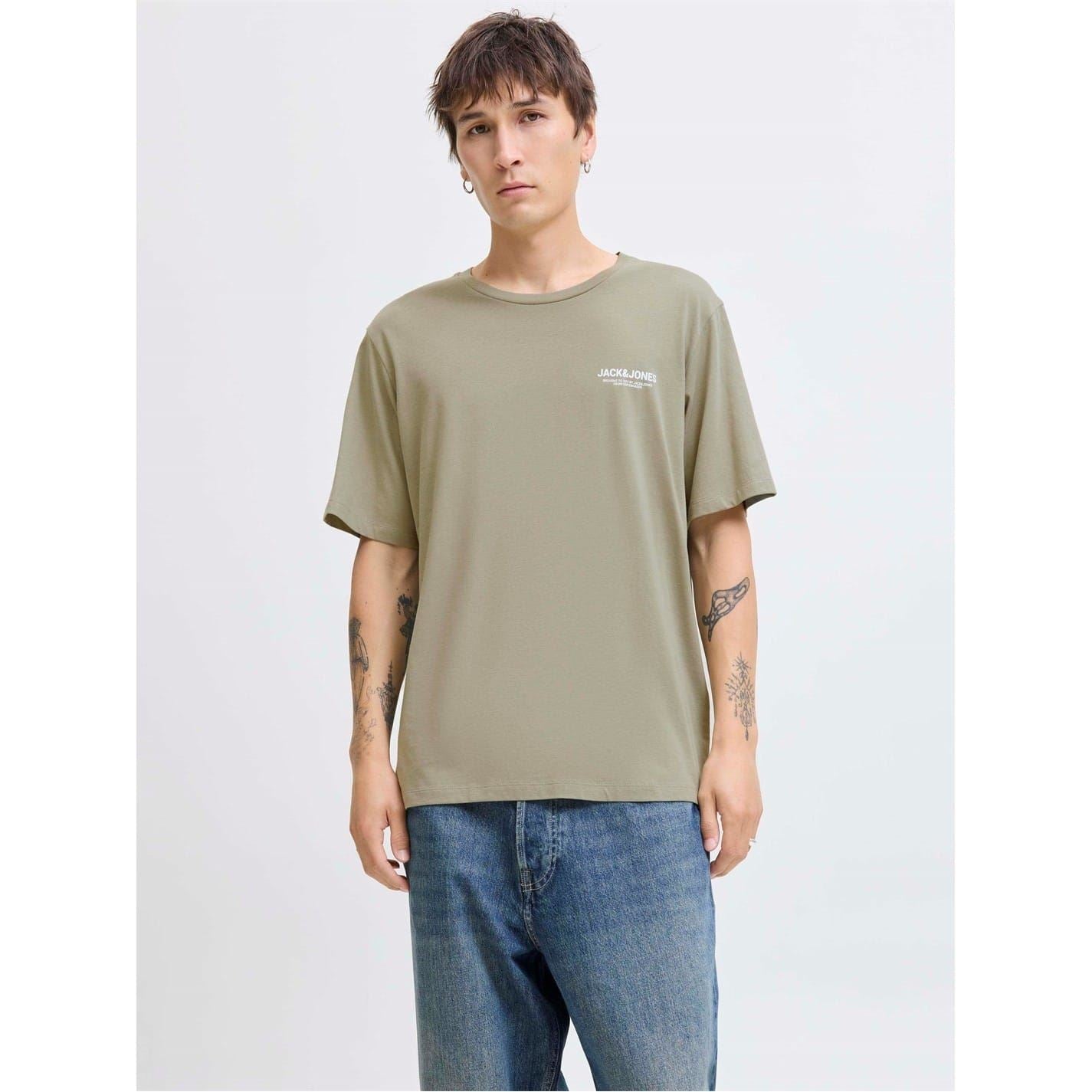 Jack and Jones Mens 5 Pack Short Sleeve T-Shirt