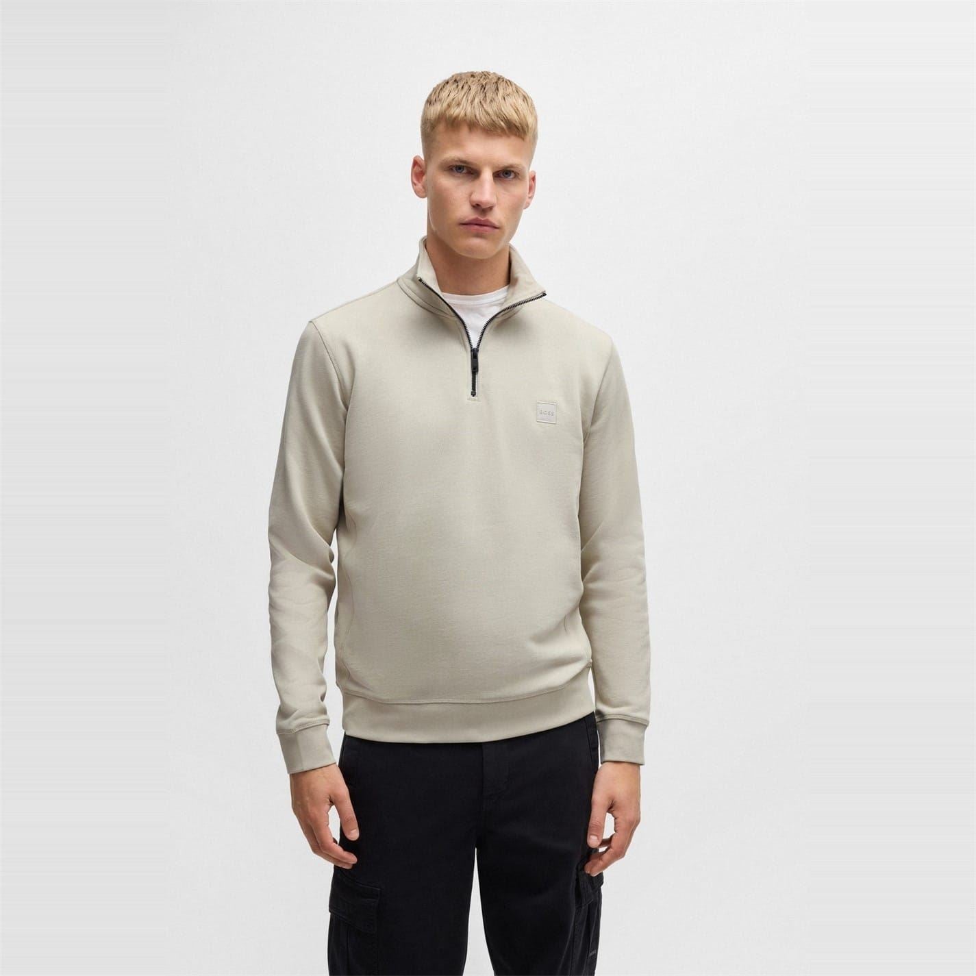 Boss Zetrust Zip Neck Soft Terryclover The Head Sweatshirt