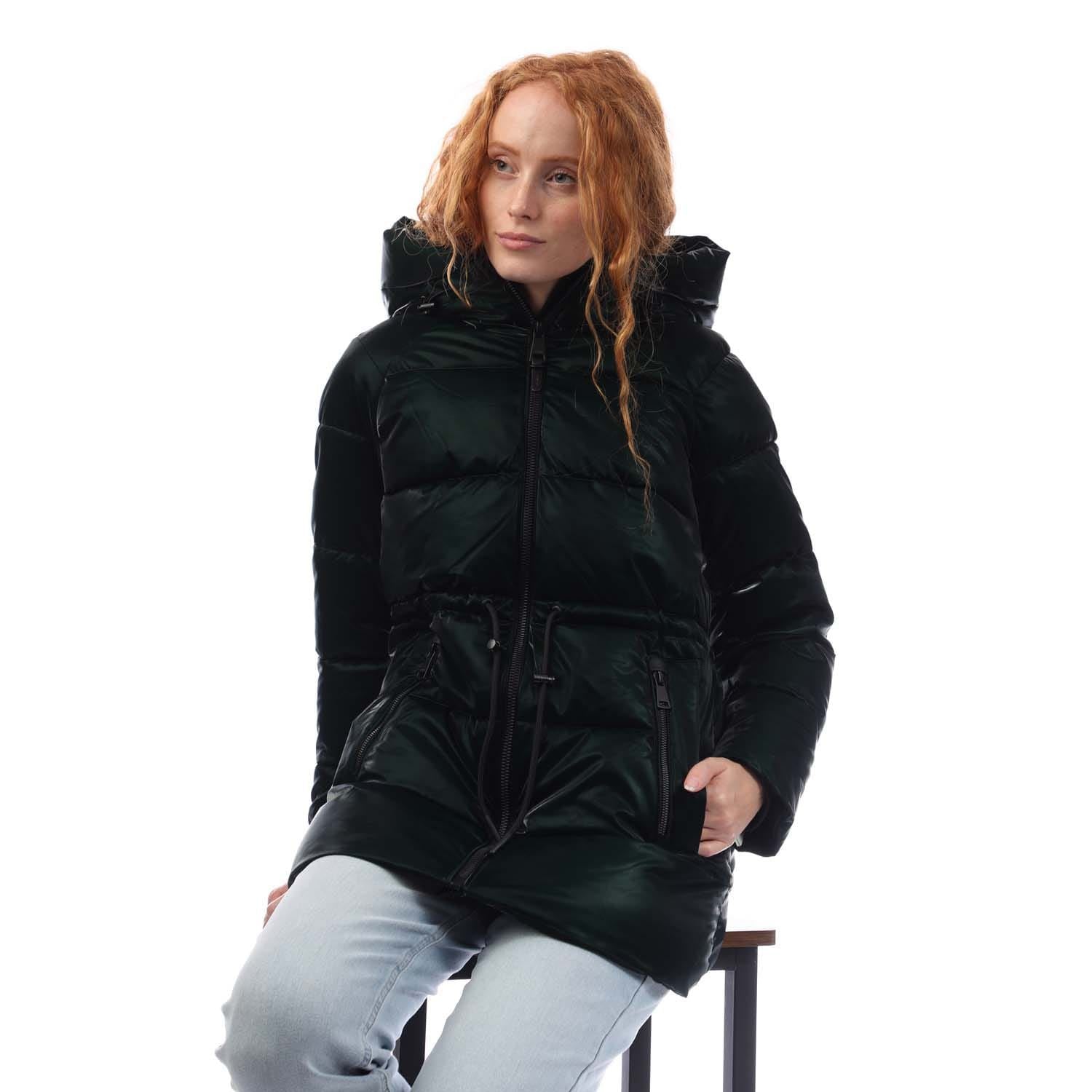 DKNY Zip Front Drawcord Puffer Jacket