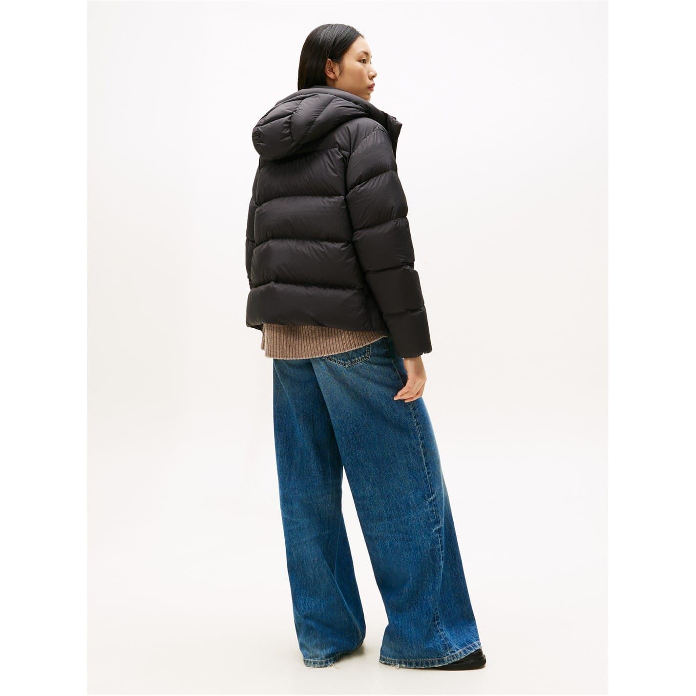 Tommy Hilfiger Solid Patterned Hooded Down Jacket