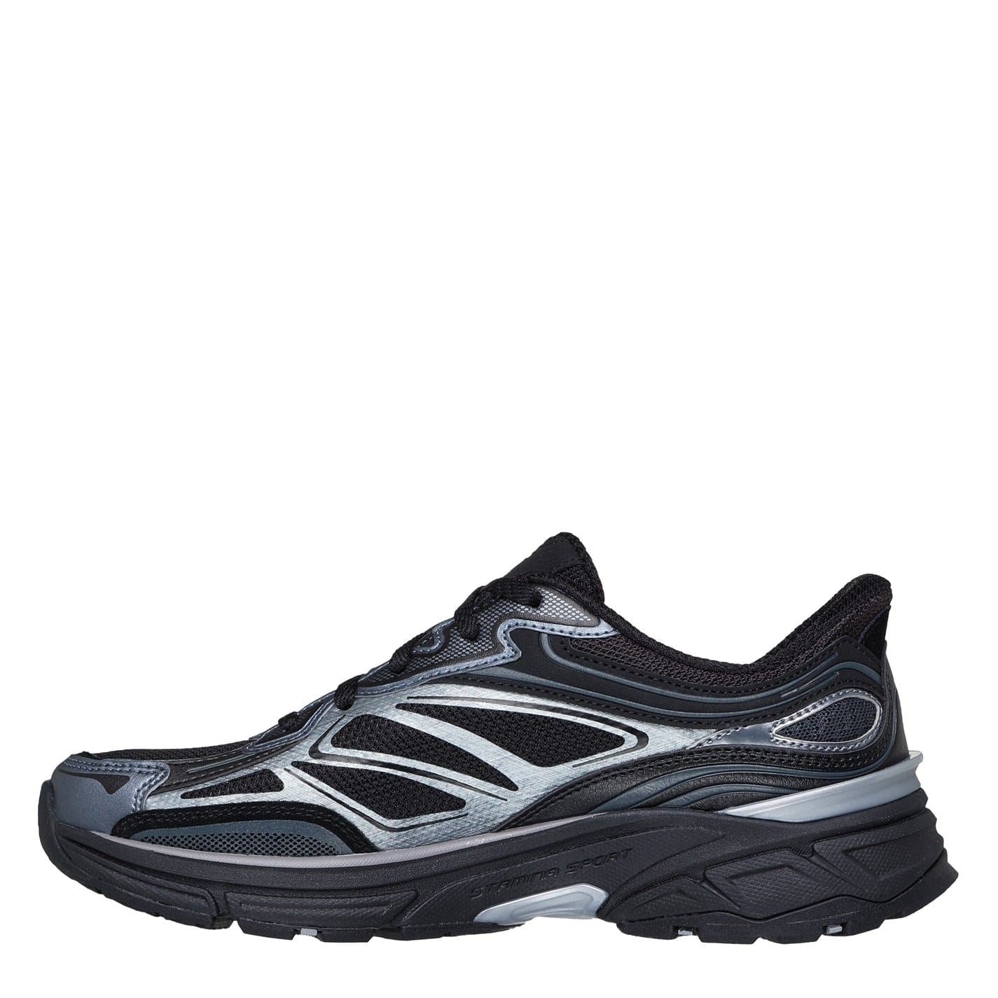 Skechers Metallic Overlay Mesh Lace Up Trainers