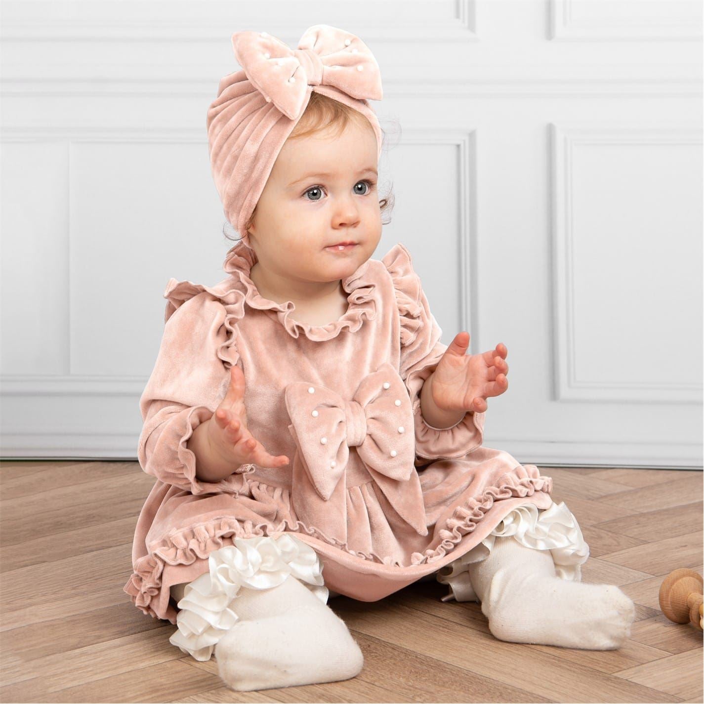 Caramelo Kids Caram Velour Halter Neck Mini A-Line Dress