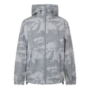 Diesel Camo Patterned Hooded Drawstring Zipped Pocket Rain Coat