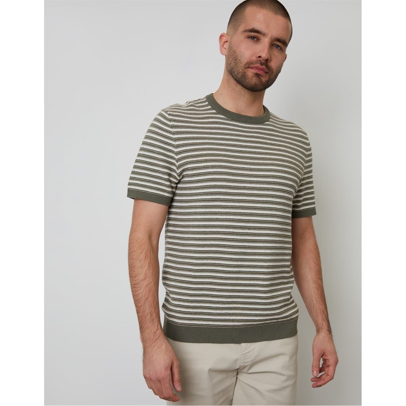 Threadbare Rib Crew Neck Ribbed Collar Short Sleeve T-Shirt