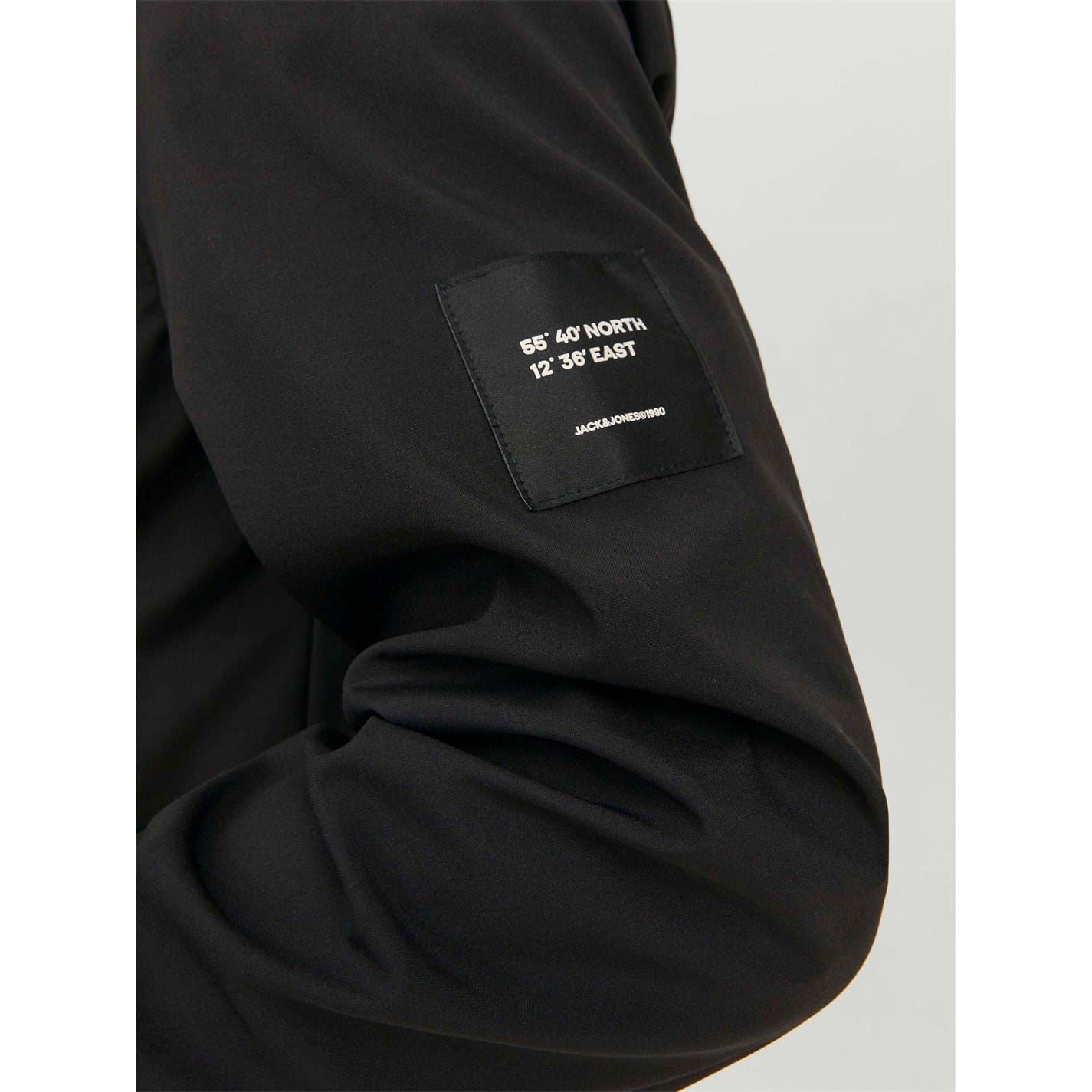 Jack and Jones Softshell Solid Patterned Hooded Drawstring Zipped Pocket Jacket