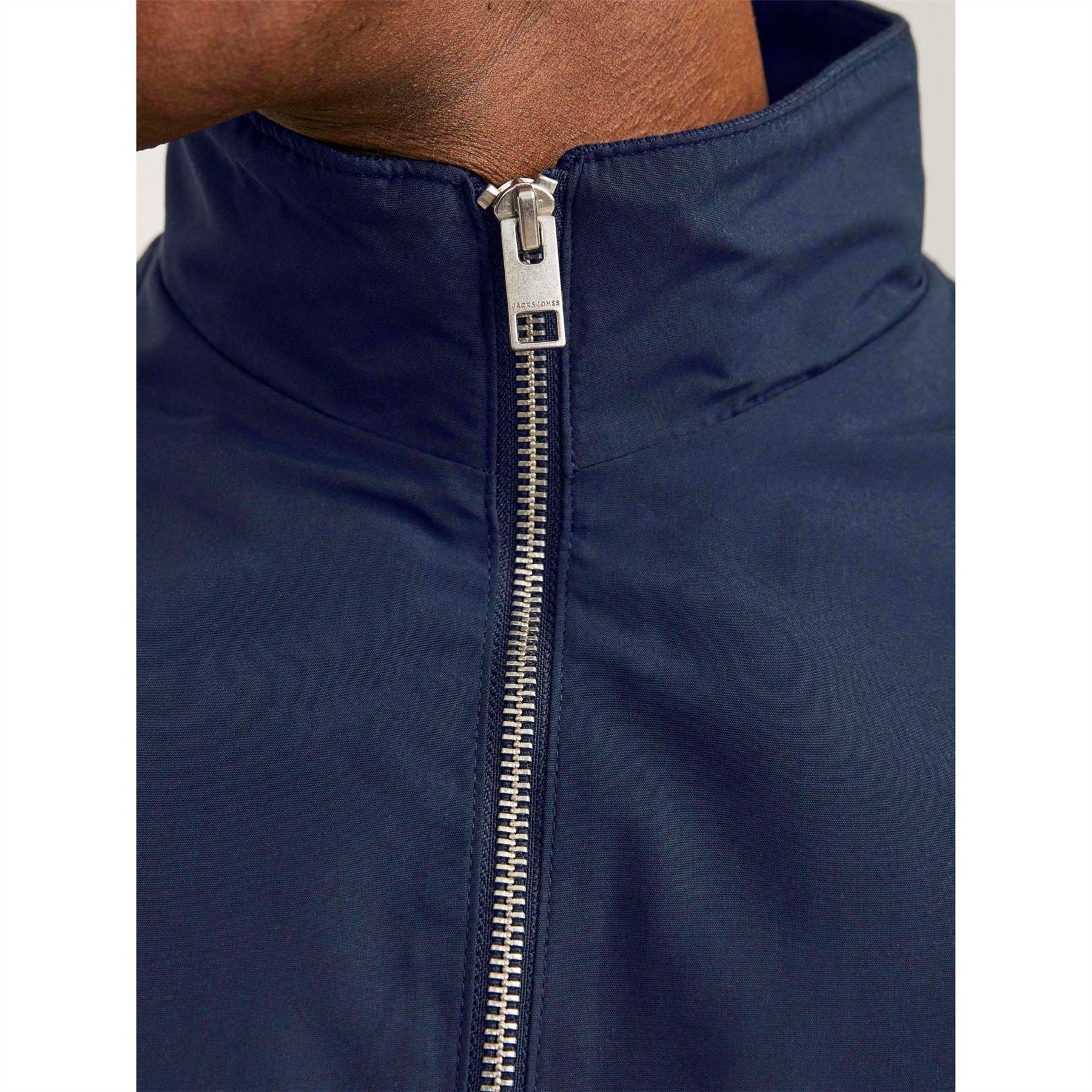 Jack and Jones Rush Solid Patterned Zipped Pocket Ribbed Cuff Harrington Jacket