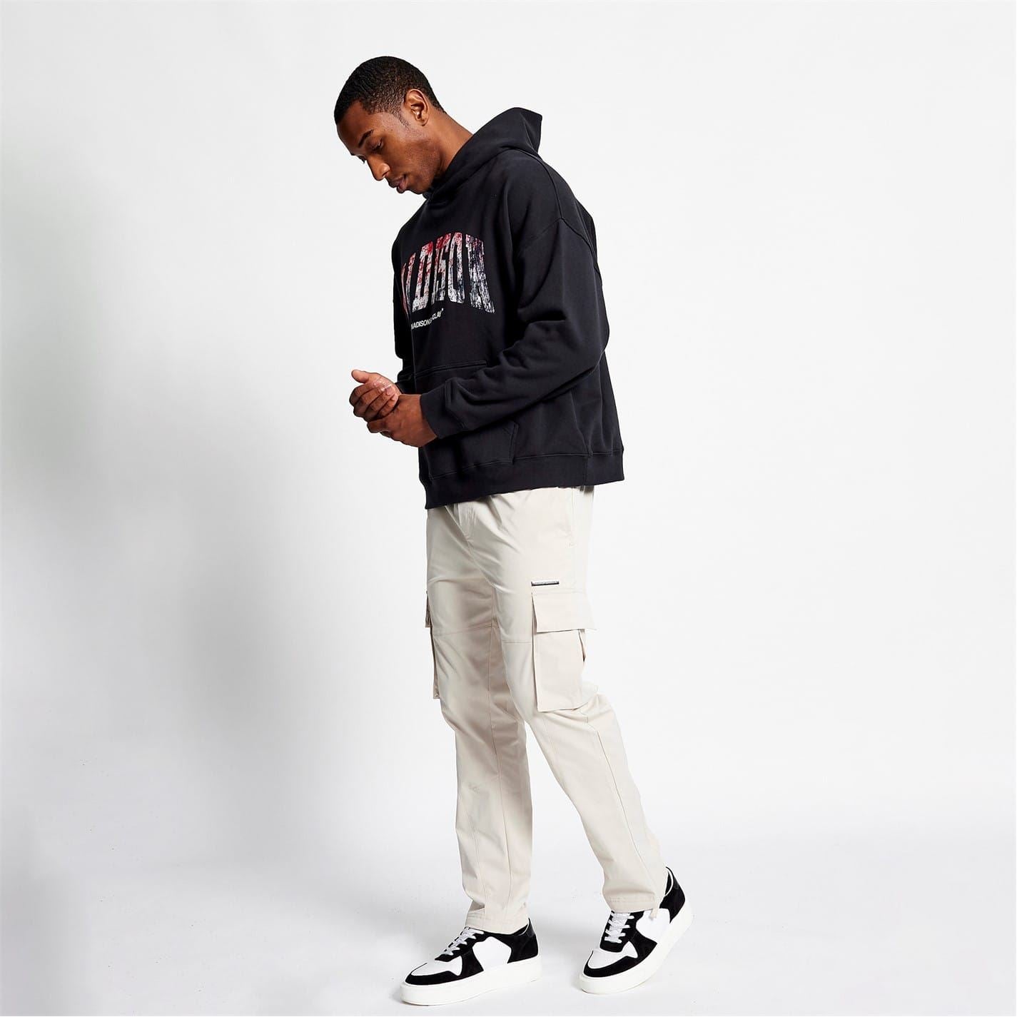 Madison Barclay Distress Relaxed Fit Hooded Sweatshirt