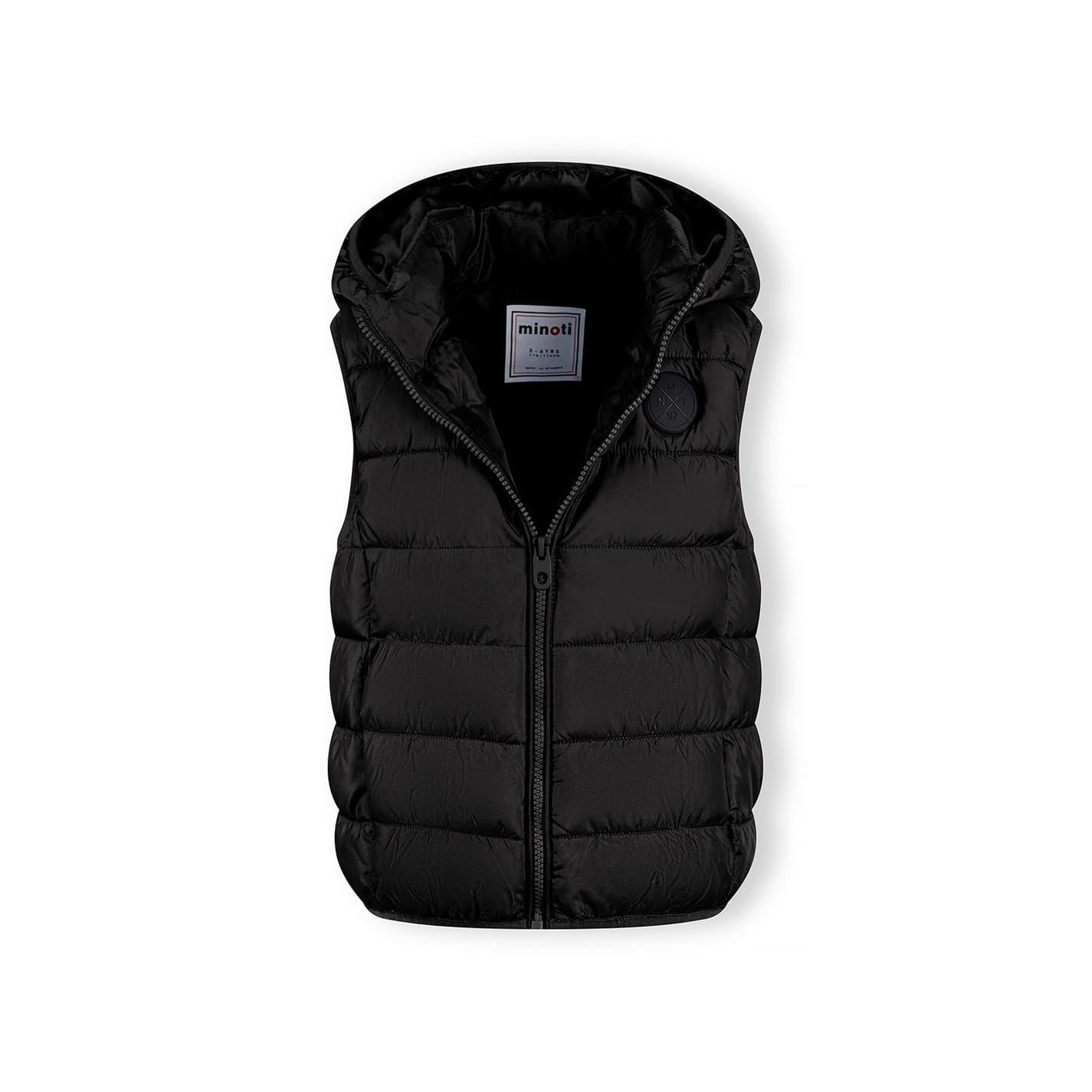 Minoti Boys Padded Gilet Detachable Hood Black