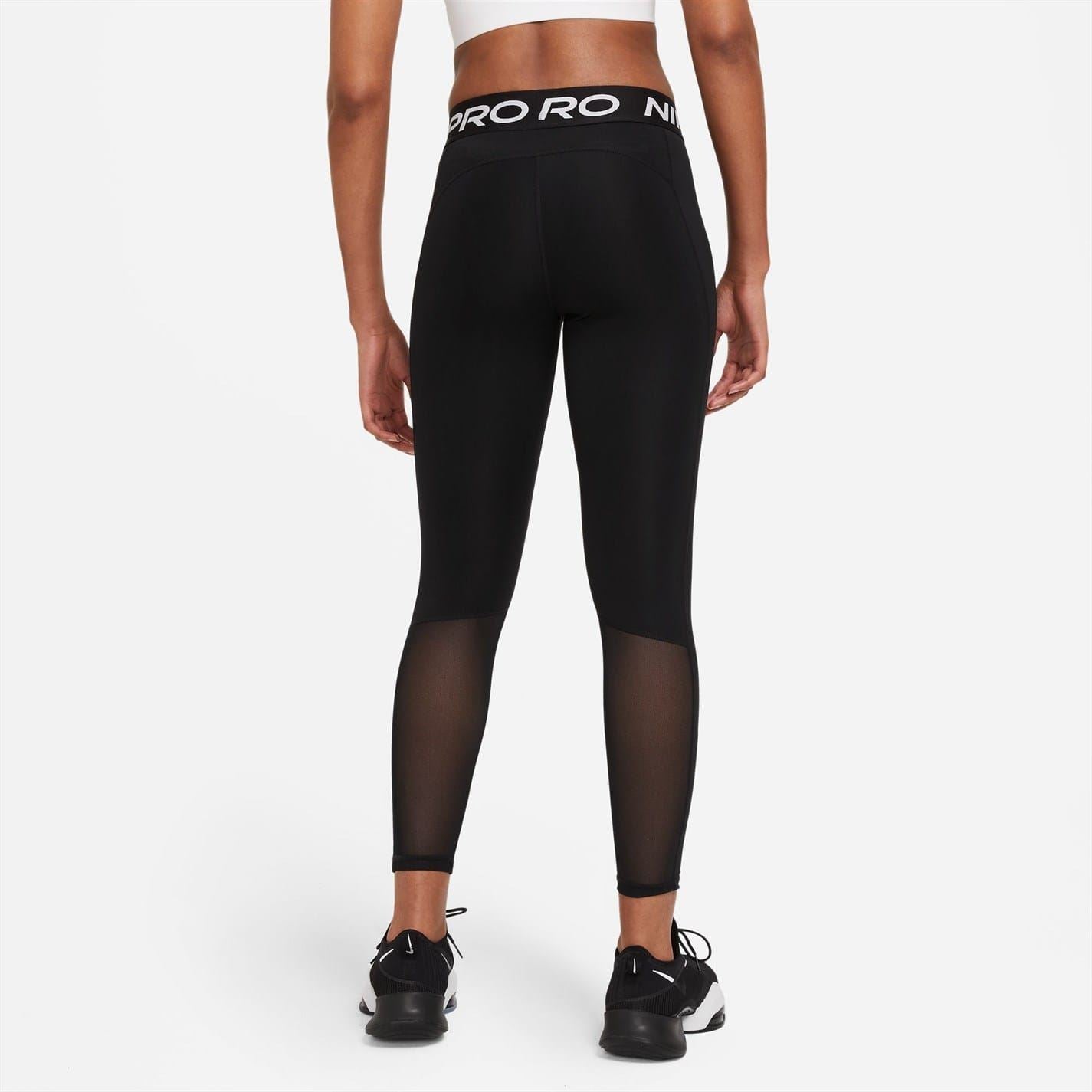 Nike Womens Pro Mid Rise Mesh Panelled Leggings