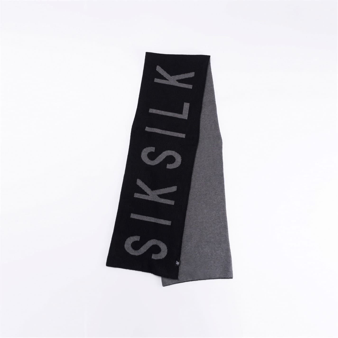 SikSilk Lettering Color Block Oblong Scarf with Logo