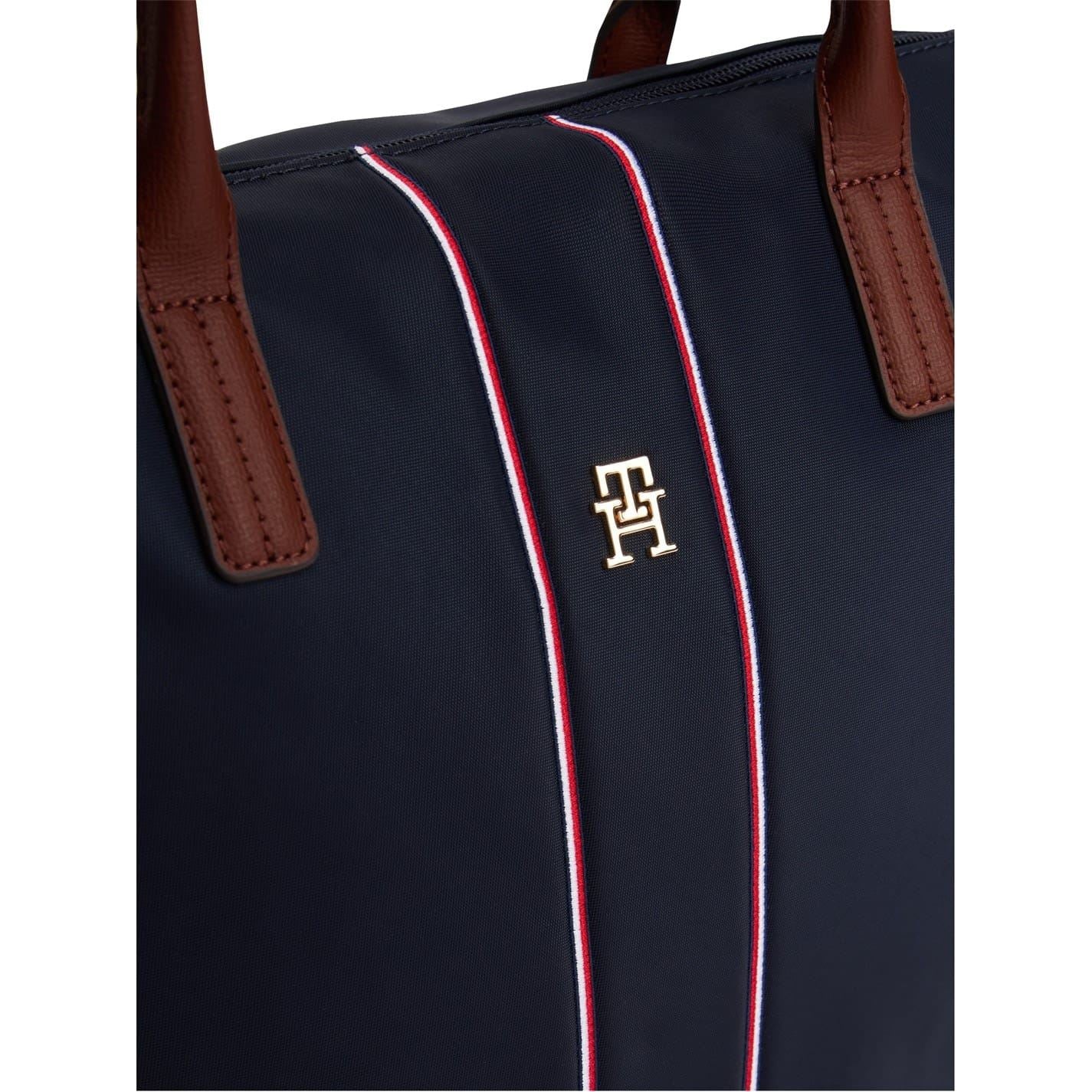 Tommy Hilfiger Popette Vertical Stripe Tote with Metal Branding