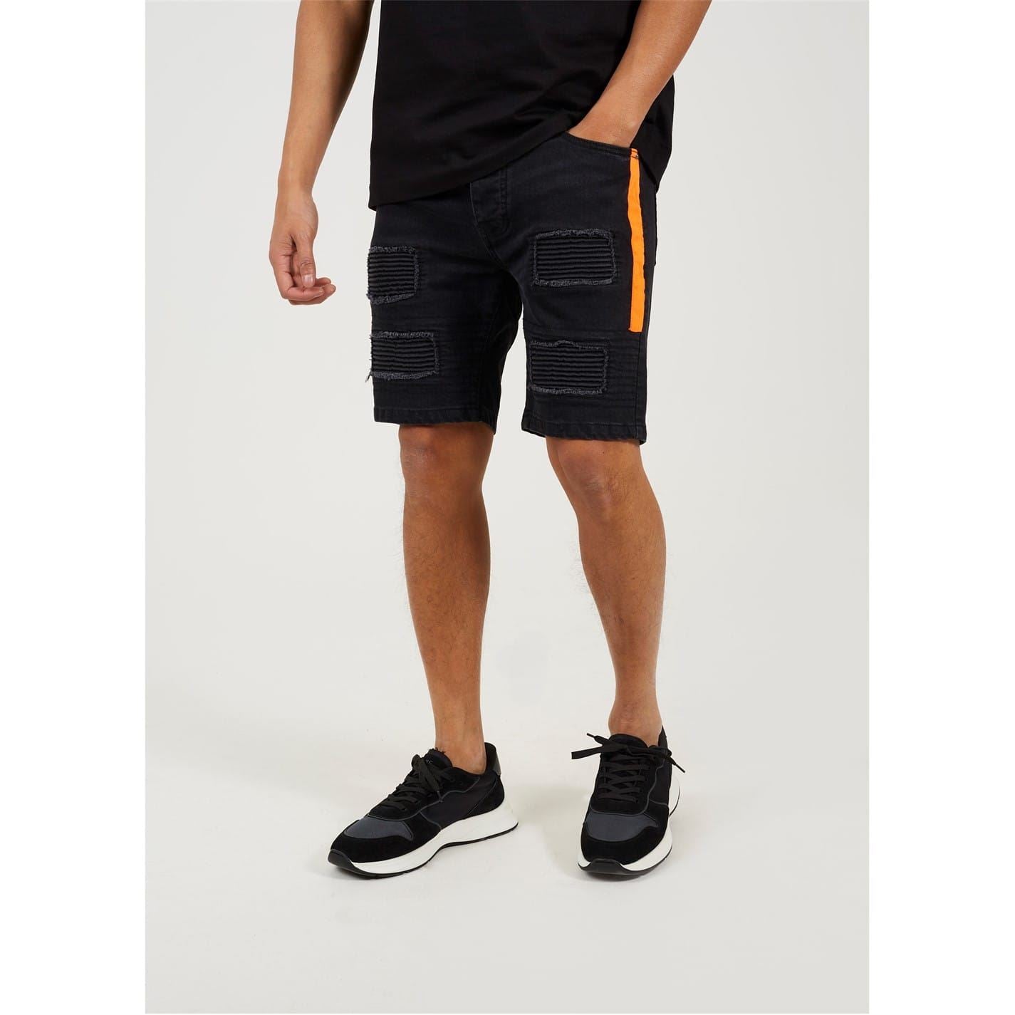 Brave Soul Short With Biker Patch Detail