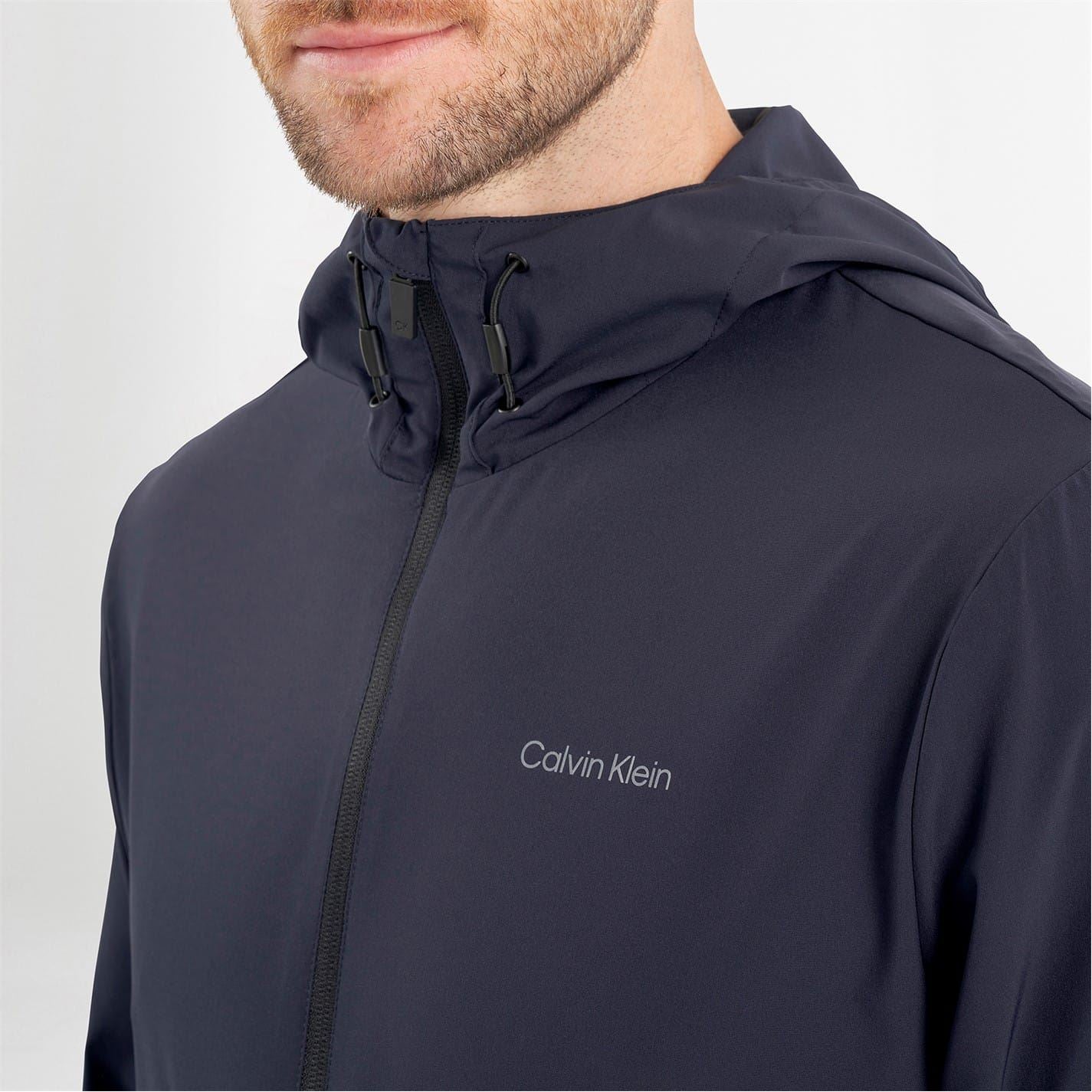 Calvin Klein Golf Solid Patterned Hooded Windbreaker Jacket