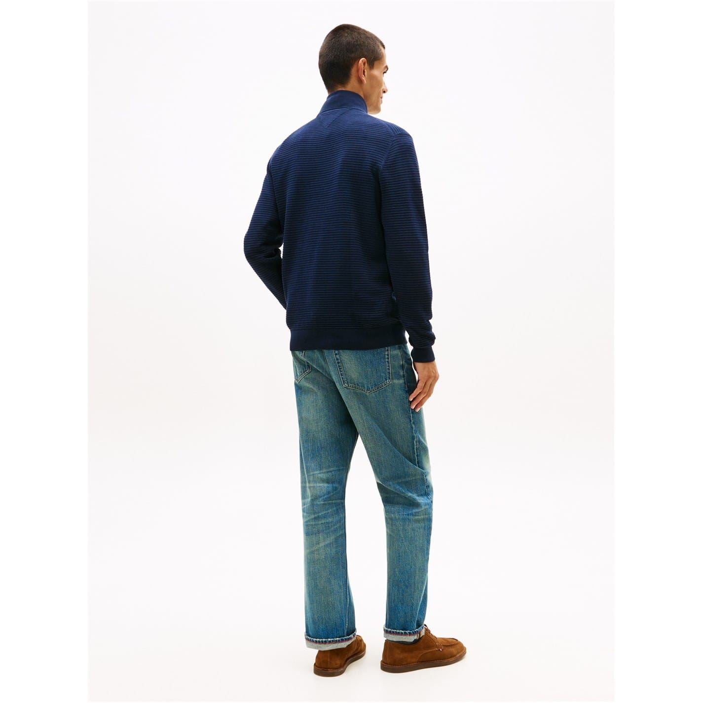 Tommy Hilfiger Zip Neck Funnel High Collar Long Sleeve Sweater