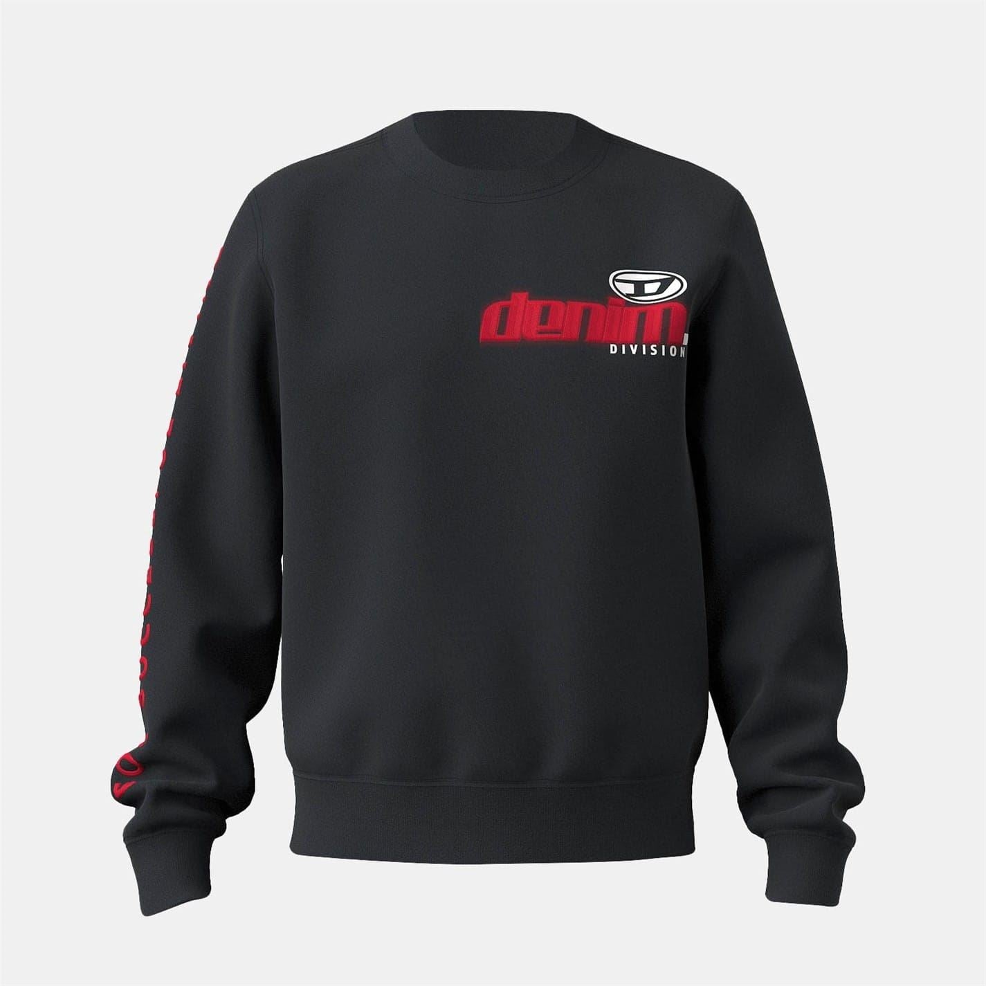 Diesel Text Graphic Crew Neck Ribbed Collar Long Sleeve Sweatshirt