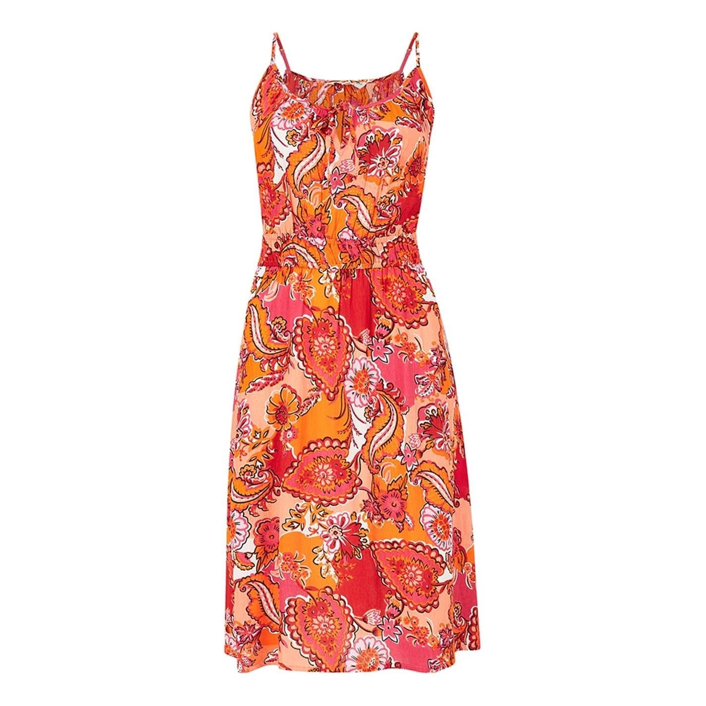 Yumi Pink Paisley Scoop Neck Midi Slip Dress