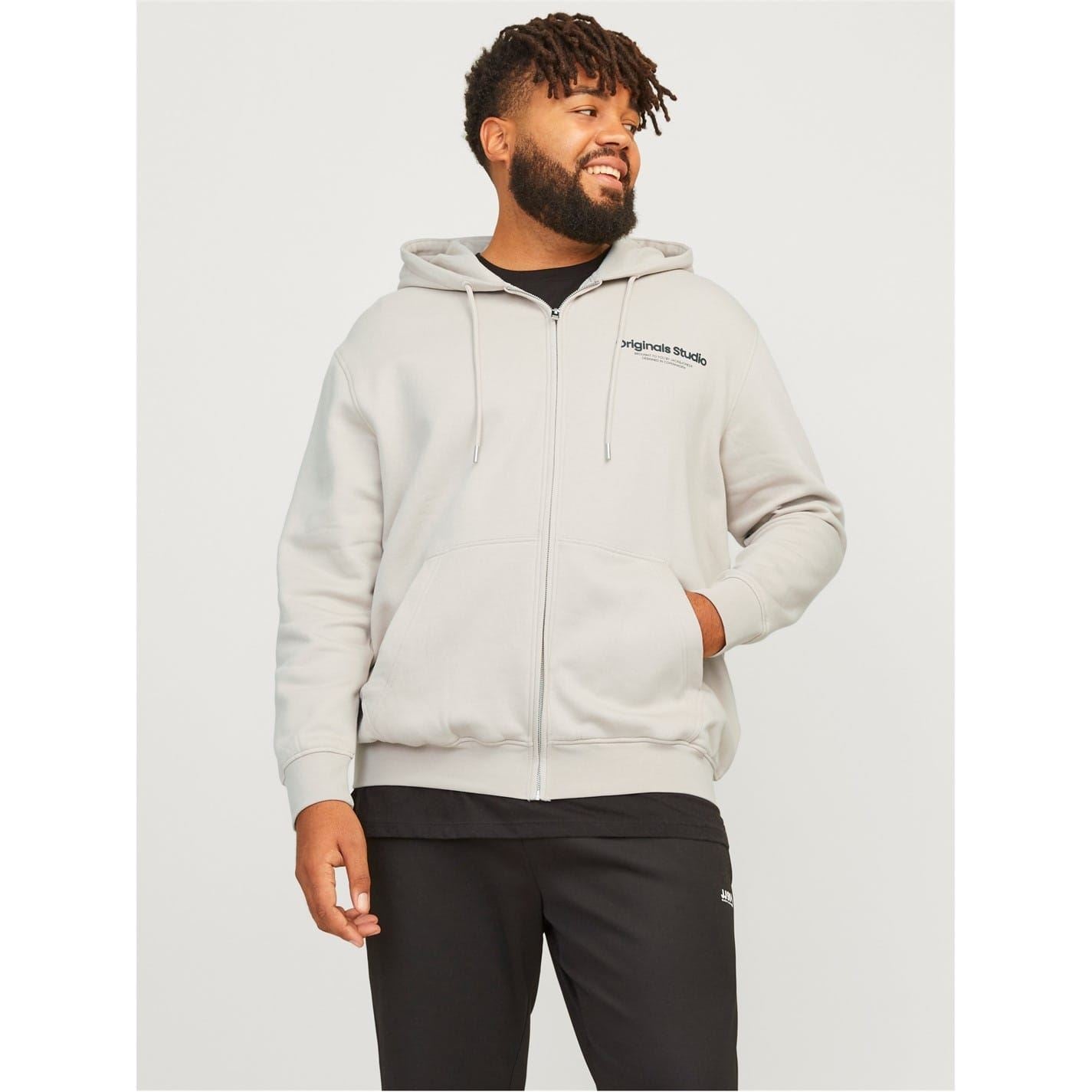 Jack and Jones Vester Hooded Ribbed Cuff Lettering Sweat Jacket