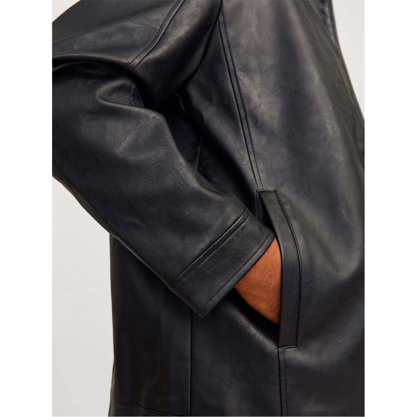 Jack and Jones Mens Pu Jacket Plus Size