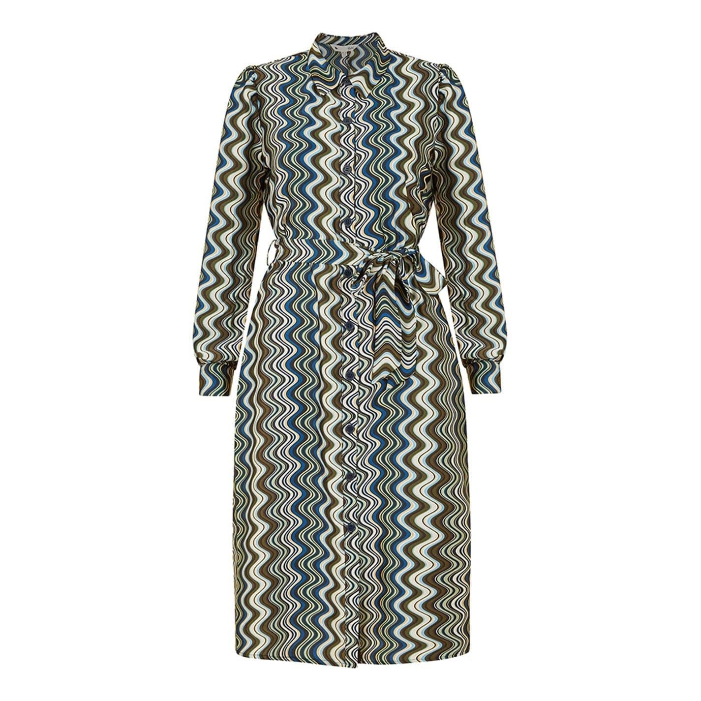 Yumi Multicolour Collared Neck Midi Shirtdress