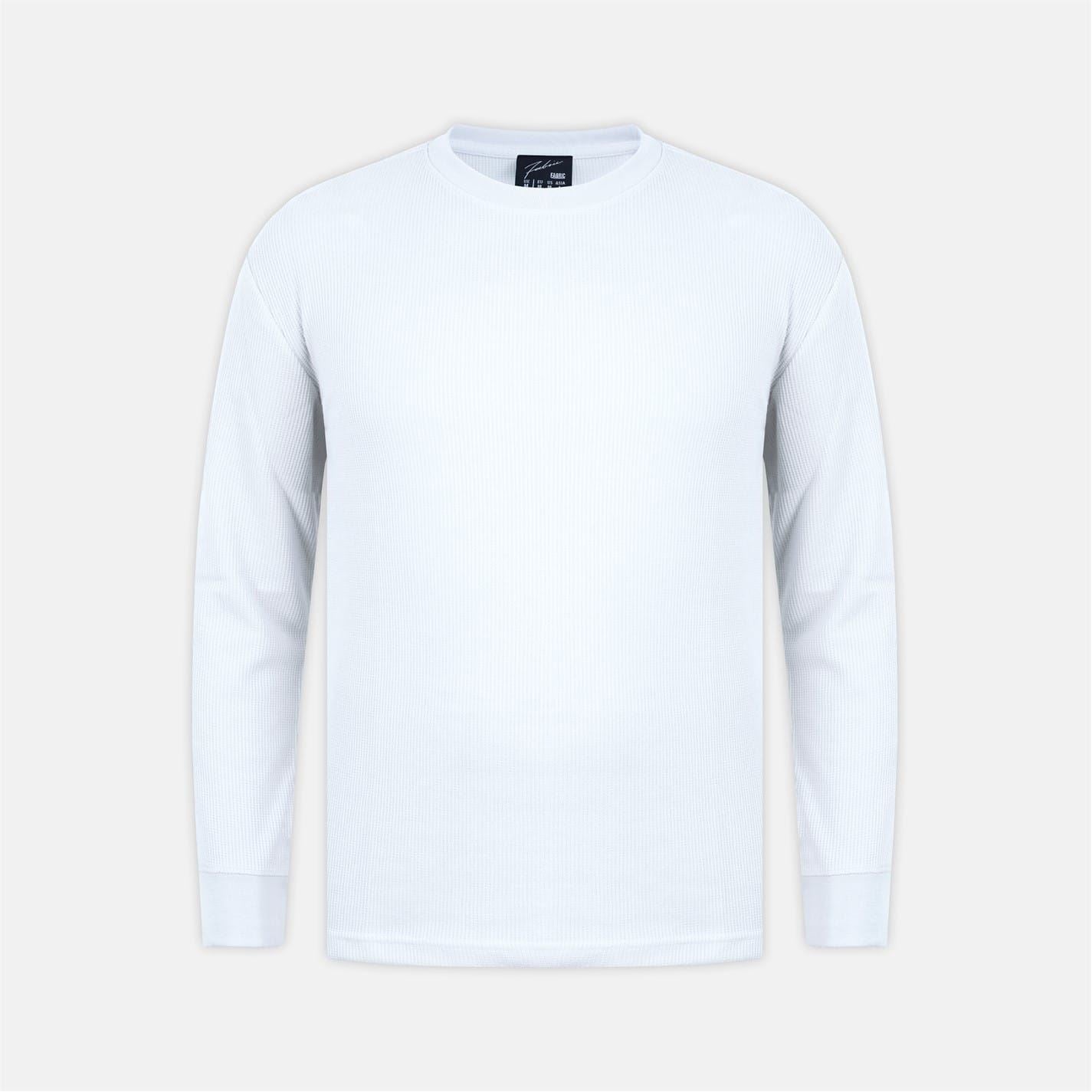 Fabric Waffle Crew Neck Long Sleeve T-Shirt