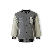 Minoti Boys Varsity Jacket With Snap Buttons And Pu Sleeves Grey