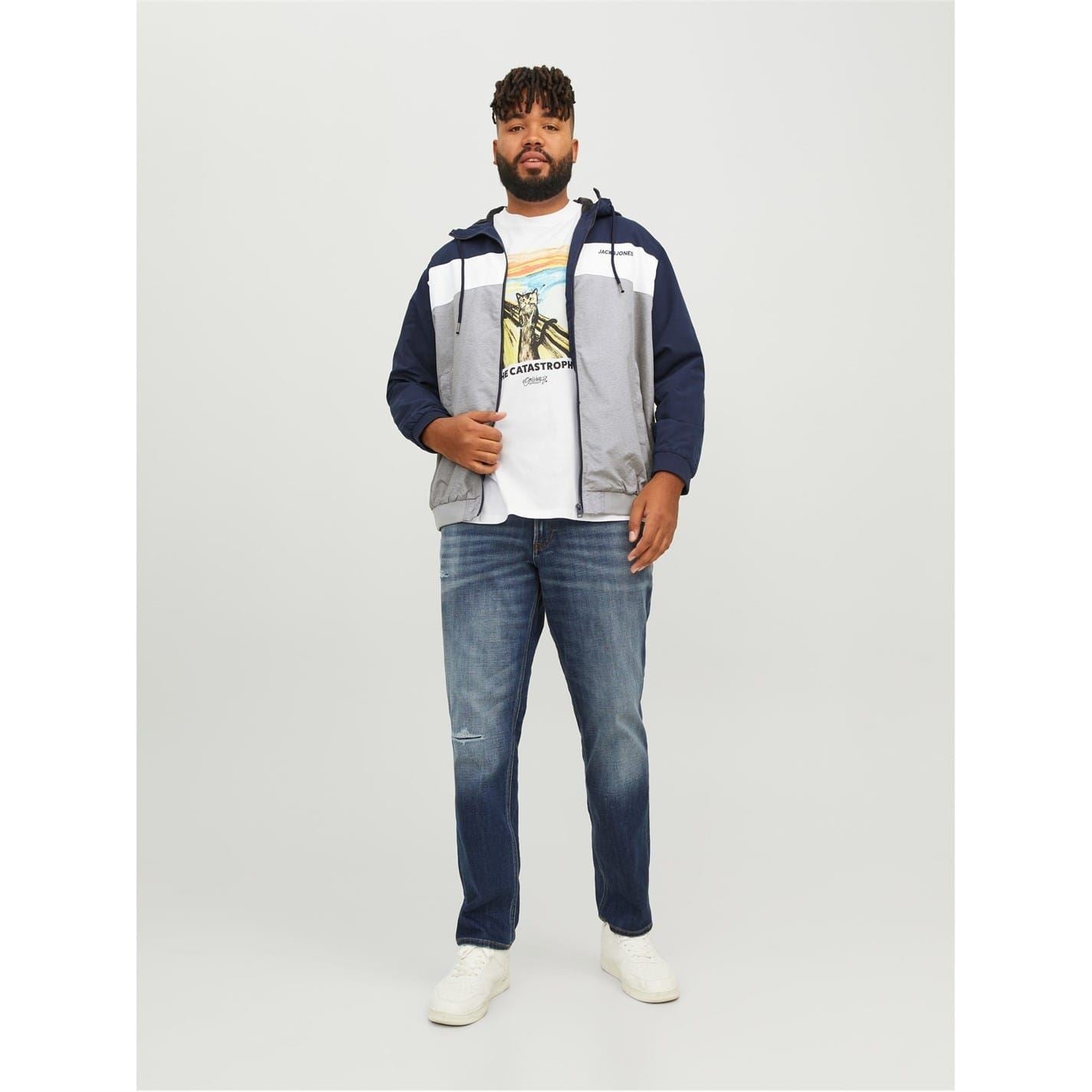 Jack and Jones Hooded Neck Color Block Ribbed Cuff Bomber Jacket