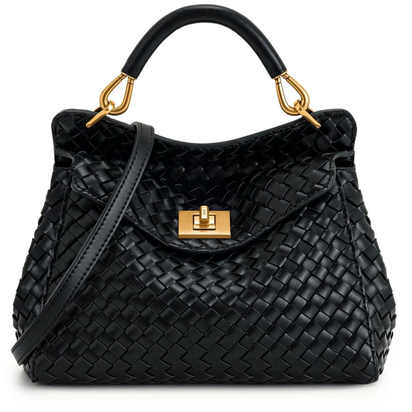 JW Pei Lucia Basket Weave Trapezoid Handbag