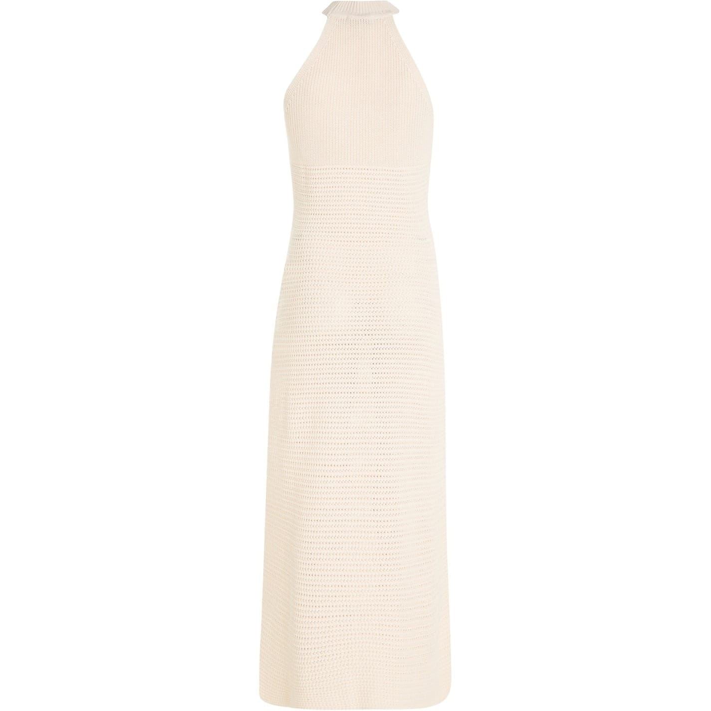 Tommy Hilfiger Crochet Halter Neck Midi Dress