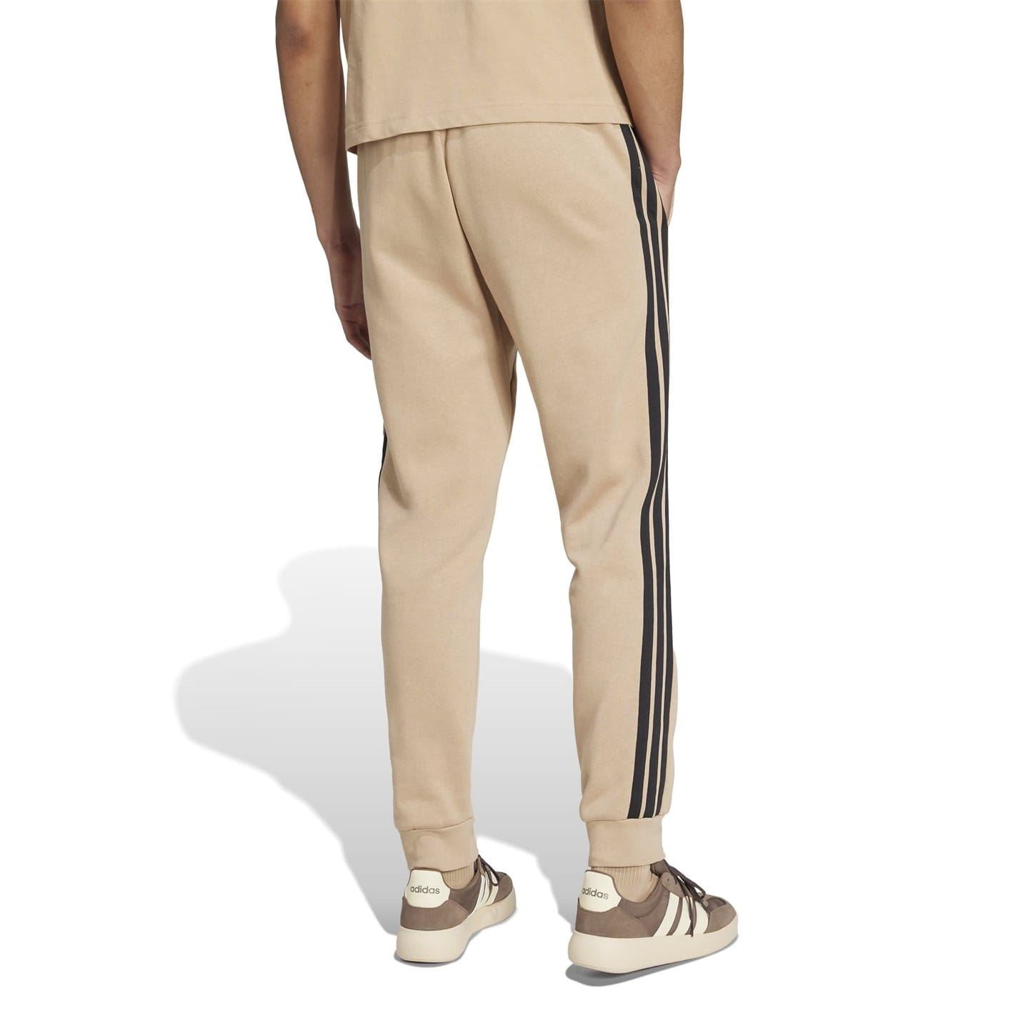 adidas Fleece Tapered Cuff 3 Stripes Joggers