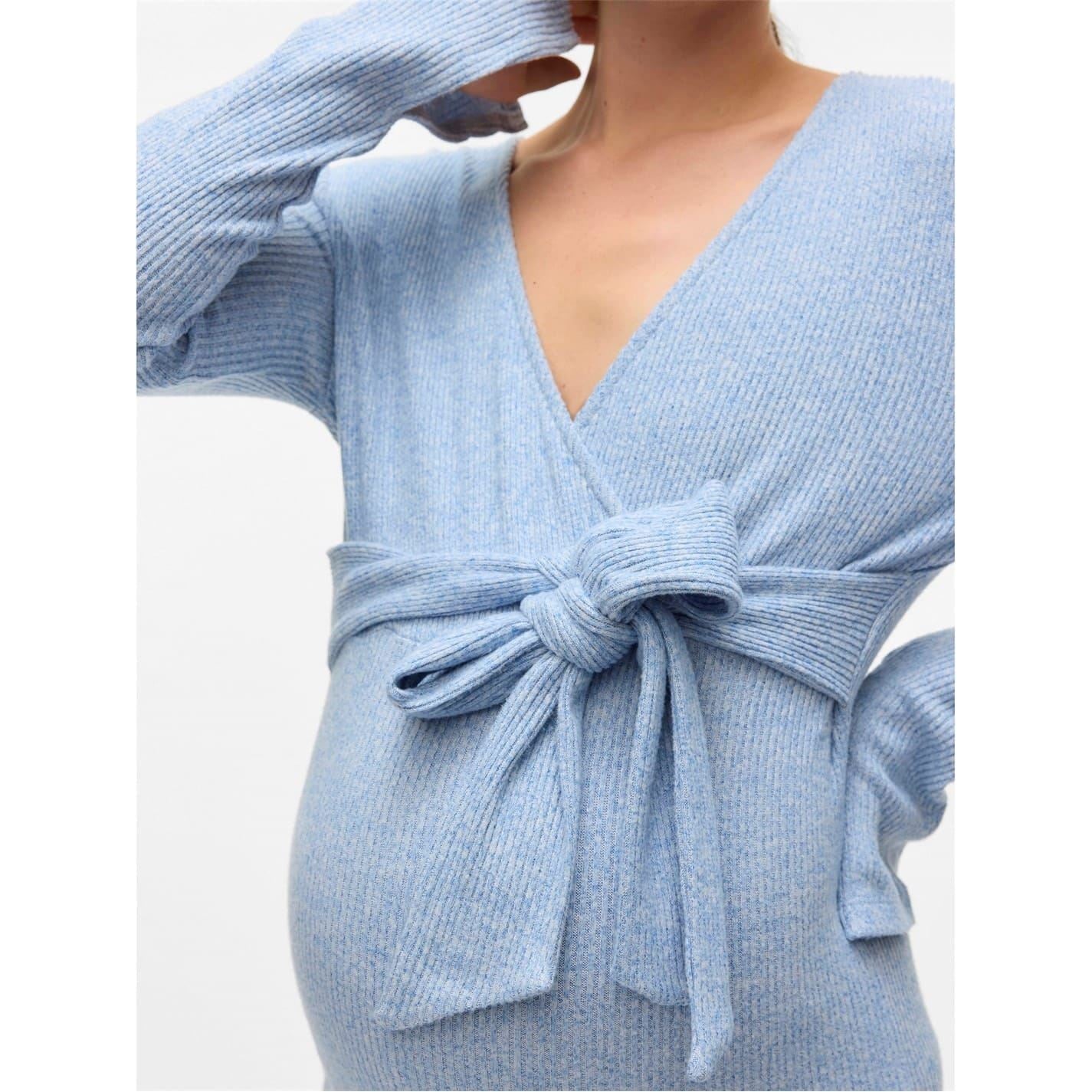 Mamalicious Mlaniset V-Neck Long Sleeve Knee Length Dress