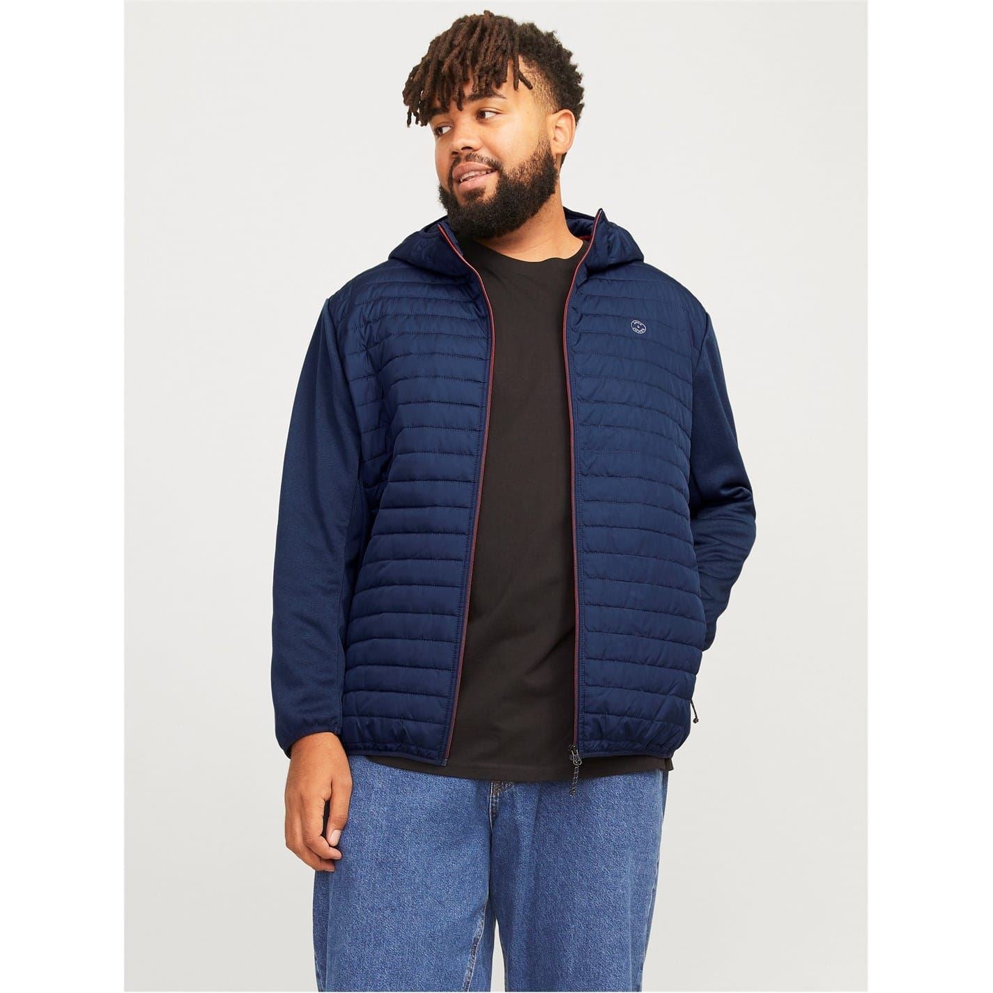 Jack and Jones Solid Patterned Hooded Ribbed Cuff Puffer Jacket