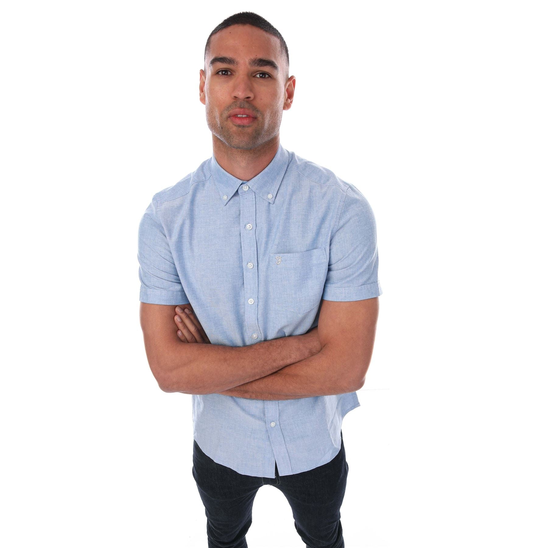 Farah Mens Drayton Modern Fit Short Sleeve Oxford Shirt