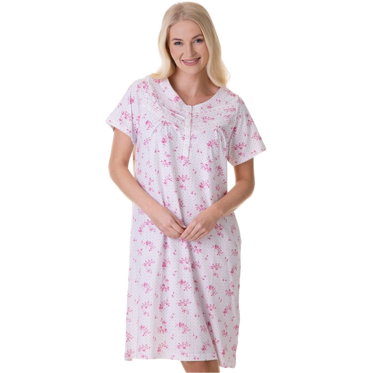Camille Percent  Cotton Luxury Porcelain Floral Short Sleeve Nightdress