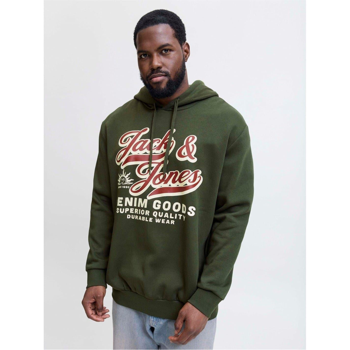 Jack and Jones Printed Logo Hooded Neck Long Sleeve Sweatshirt