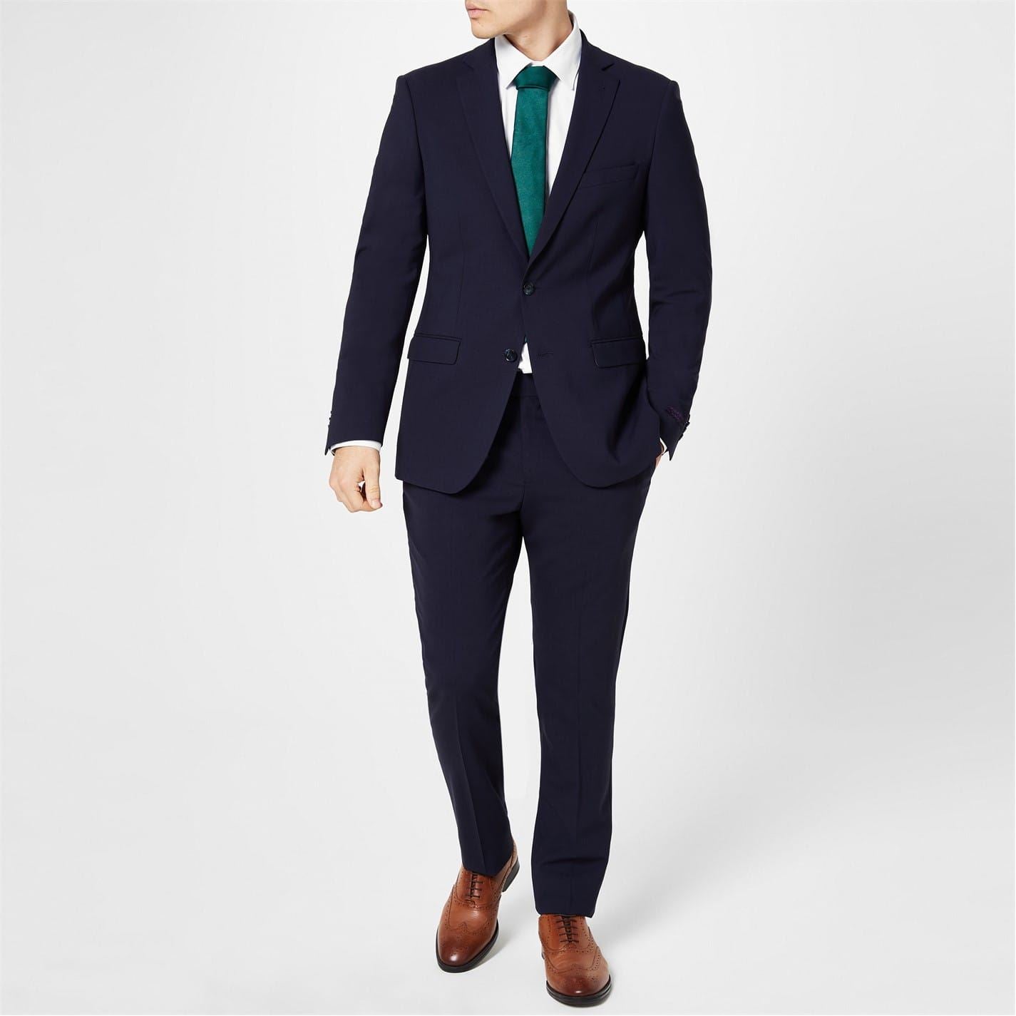 Without Prejudice Navy Slim Fit Italian Fabric Suit Jacket
