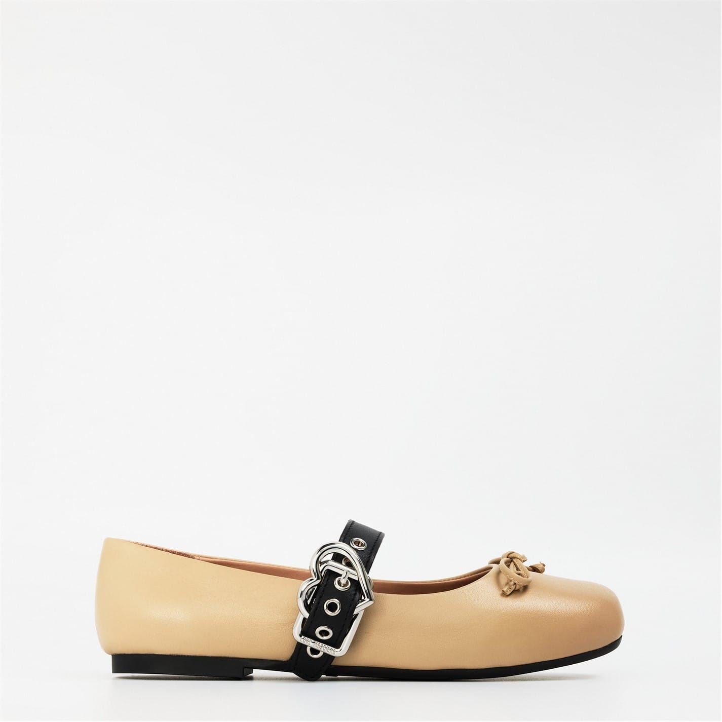 Love Moschino Heart Buckle Belt Mary Jane Flats