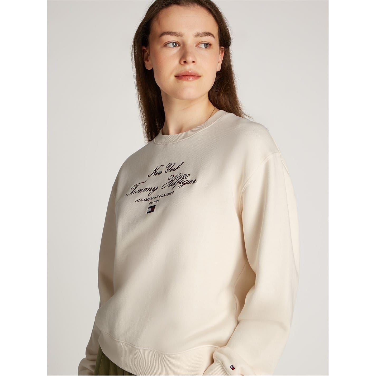 Tommy Hilfiger Script Regular Fit Embroidered Crew Neck Sweatshirt