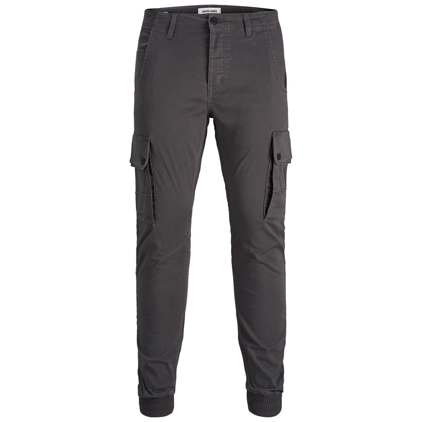 Jack and Jones Solid Patterned Cuffed Cargo Pants