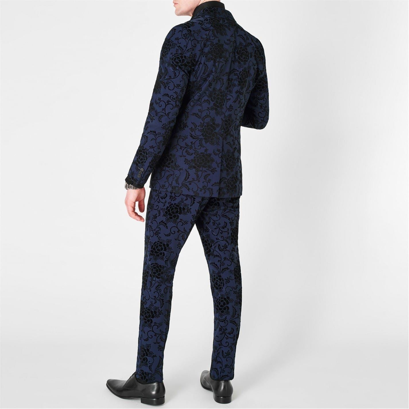 Without Prejudice Flocked Skinny Fit Suit Jacket