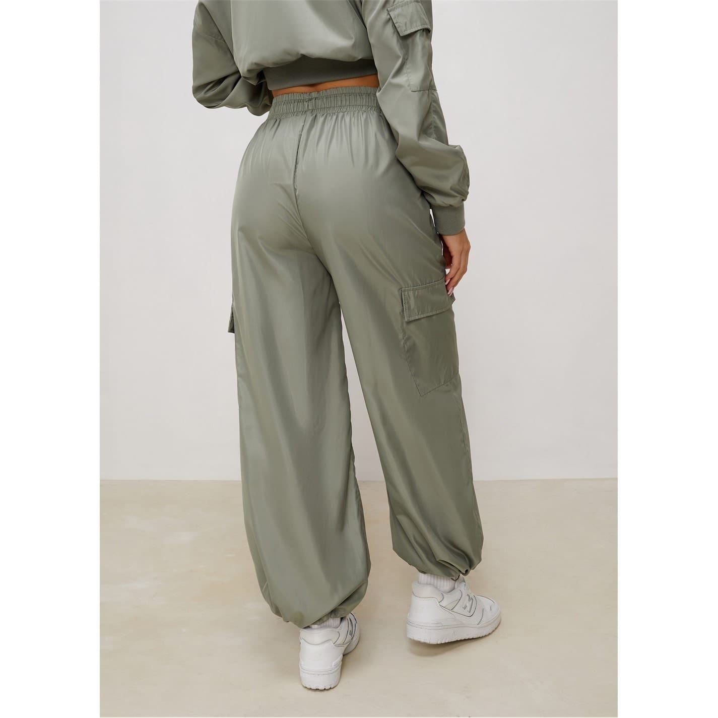 Gym King Satin Solid Patterned Wide Leg Combat Pants