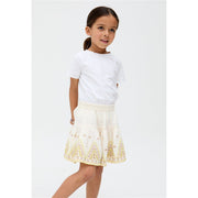Raffya Kids Staranisse Tiered All Over Embroidered Skirt In Cream