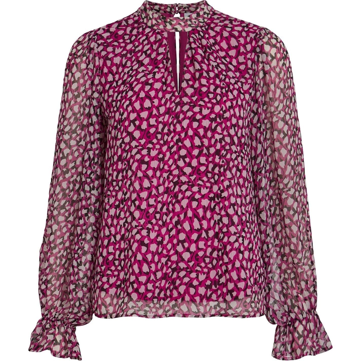 Vila Falia Keyhole Neck Long Sleeve Blouse