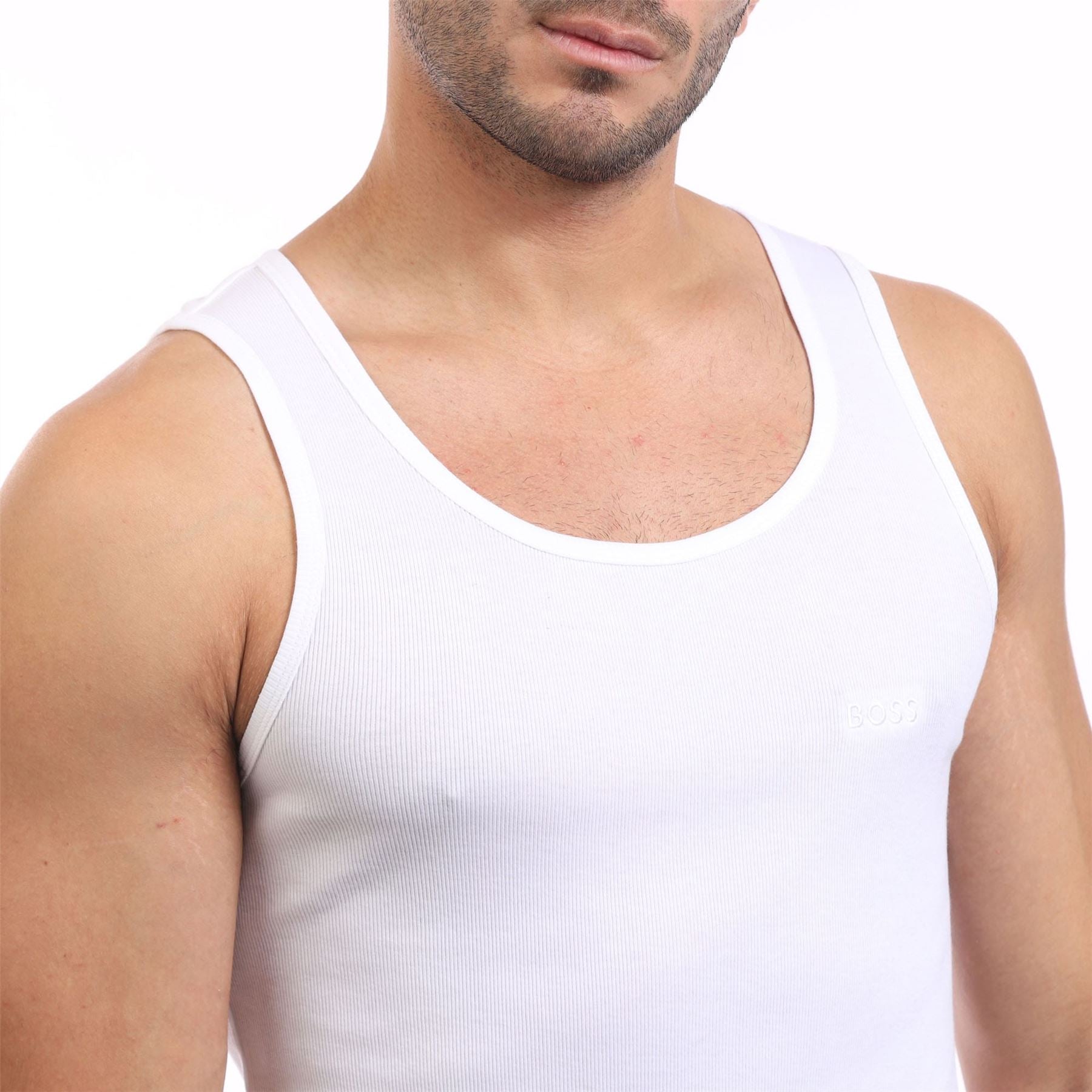 Boss 3 Pack of Ribbed Cotton Underwear Vests